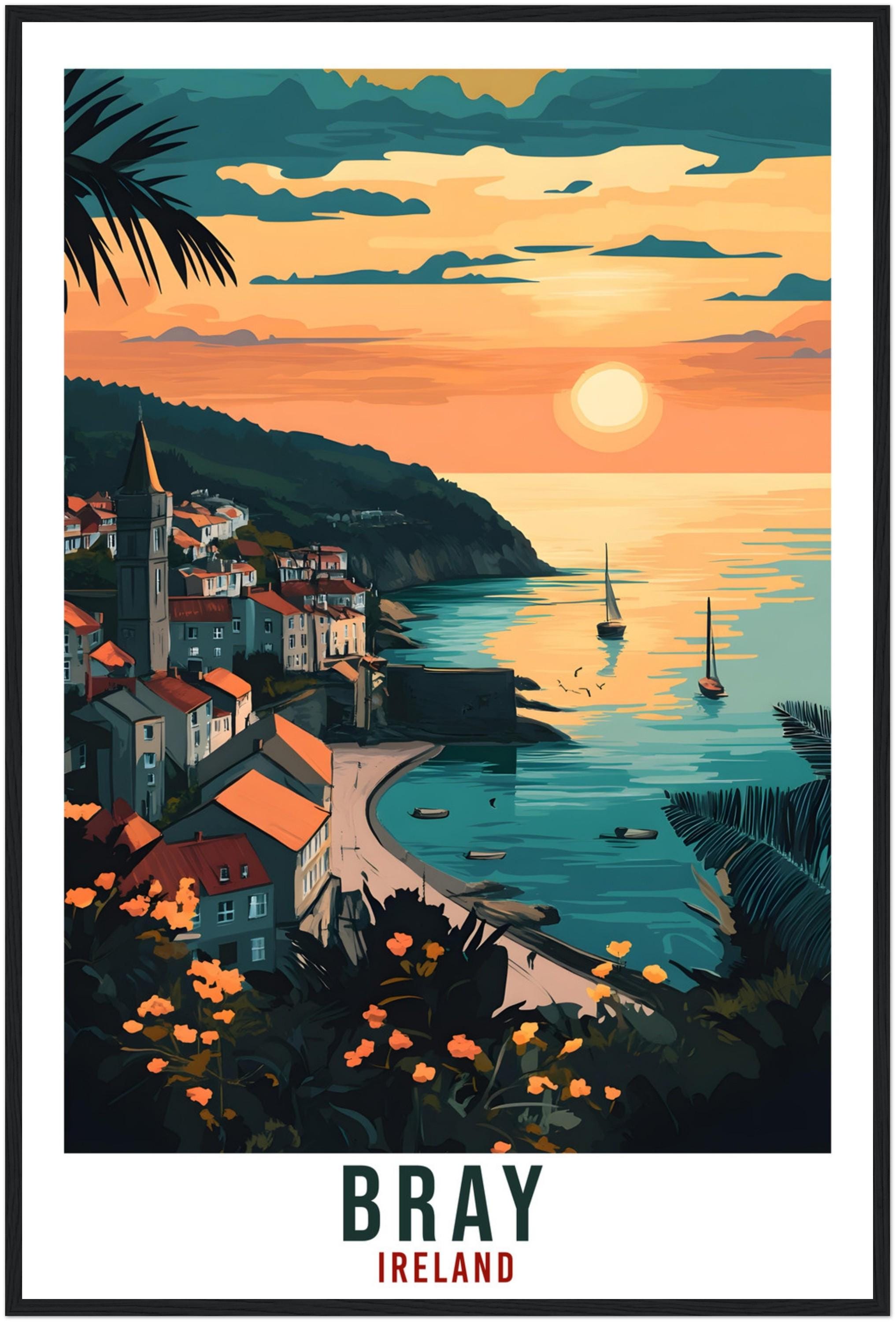 Bray Travel Print Ireland Home Decor Bray Wall Art Gift Wall Hanging Art Lover Bray Irish Artwork Travel Poster Ireland Wicklow Travel Art