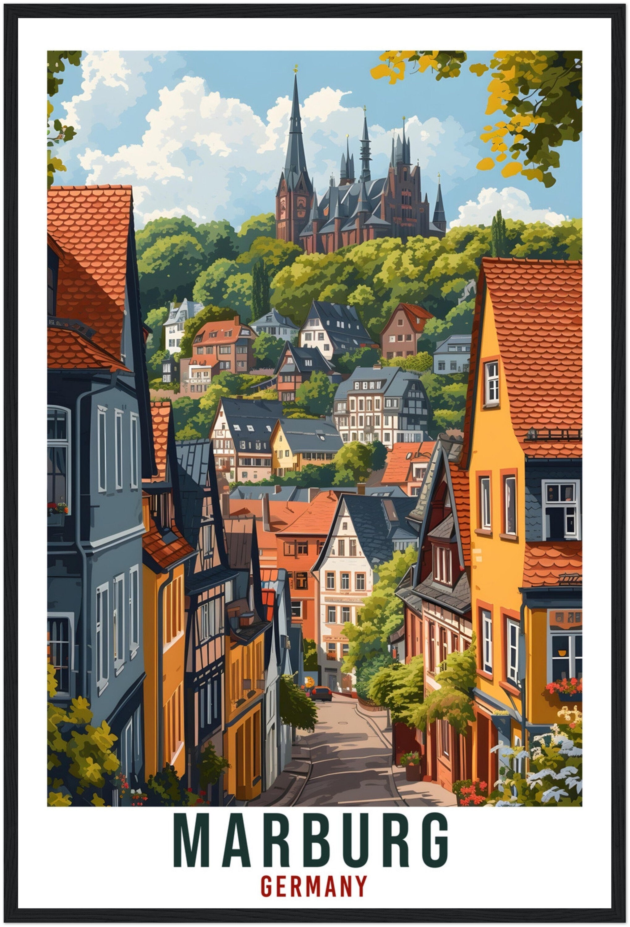 Marburg Travel Print Germany Home Decoration Marburg German City Wall Art Gift Wall Hanging Art Lover Germany Artwork Marburg Travel Poster