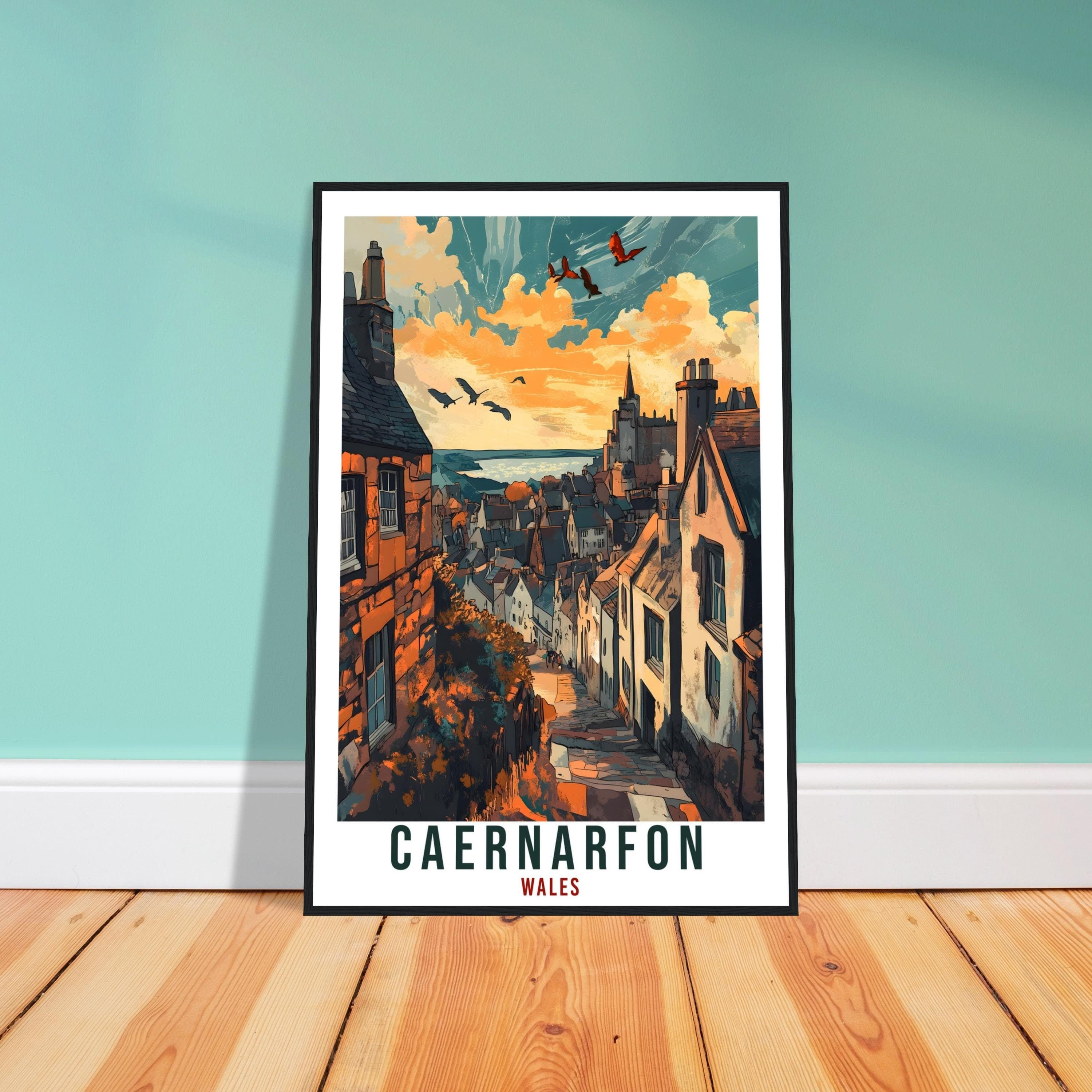 Caernarfon Travel Print Wales Home Decor Caernarfon Wall Art Wall Hanging Art Lover Wales Artwork Travel Poster Caernarfon Travel Art Gift