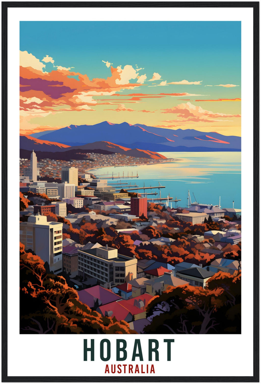 Hobart Travel Poster Wall Art Hobart Australia Home Décor Artwork Wall Hanging Hobart Art Gift Hobart Travel Print Australian Art Lover Gift
