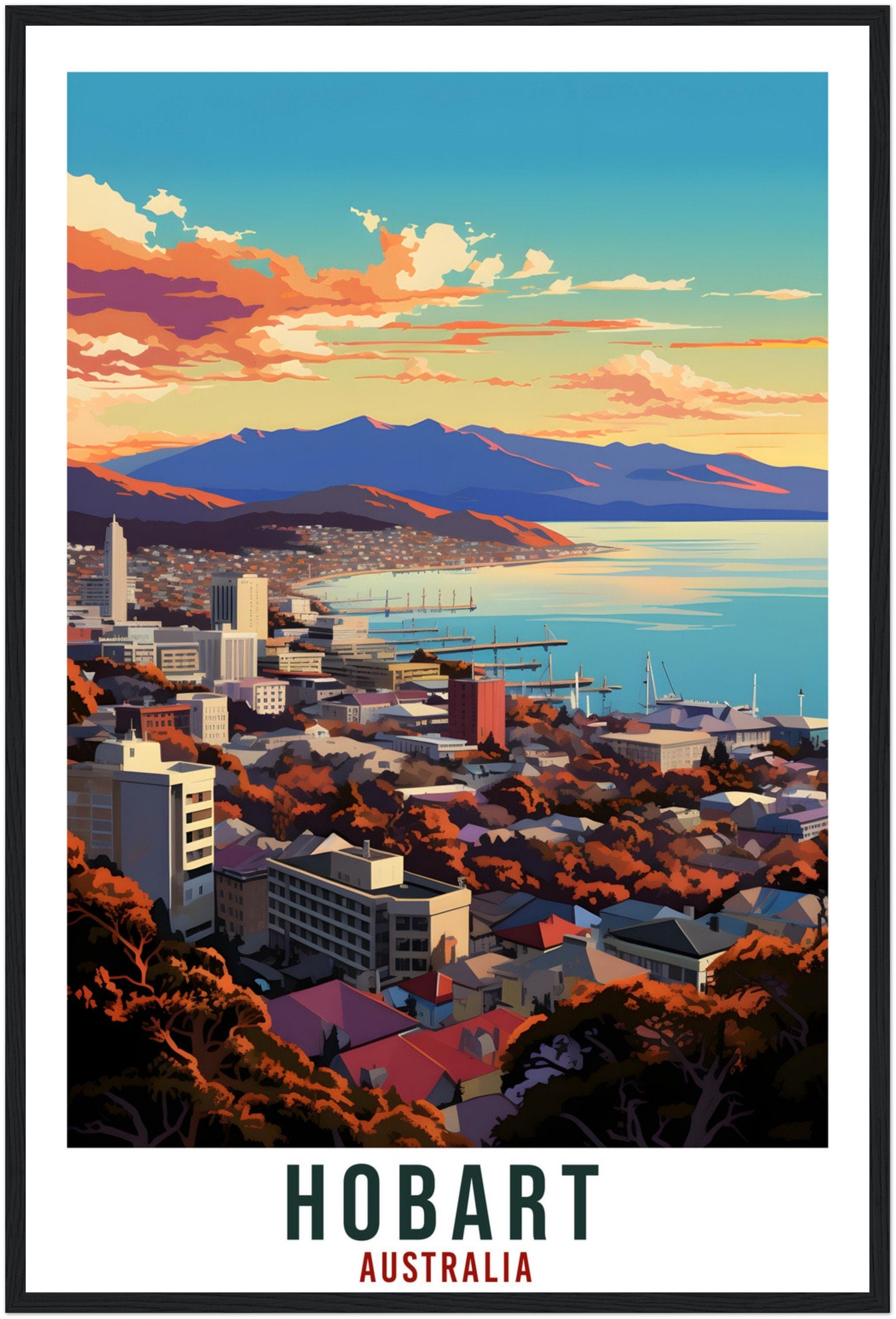 Hobart Travel Poster Wall Art Hobart Australia Home Décor Artwork Wall Hanging Hobart Art Gift Hobart Travel Print Australian Art Lover Gift