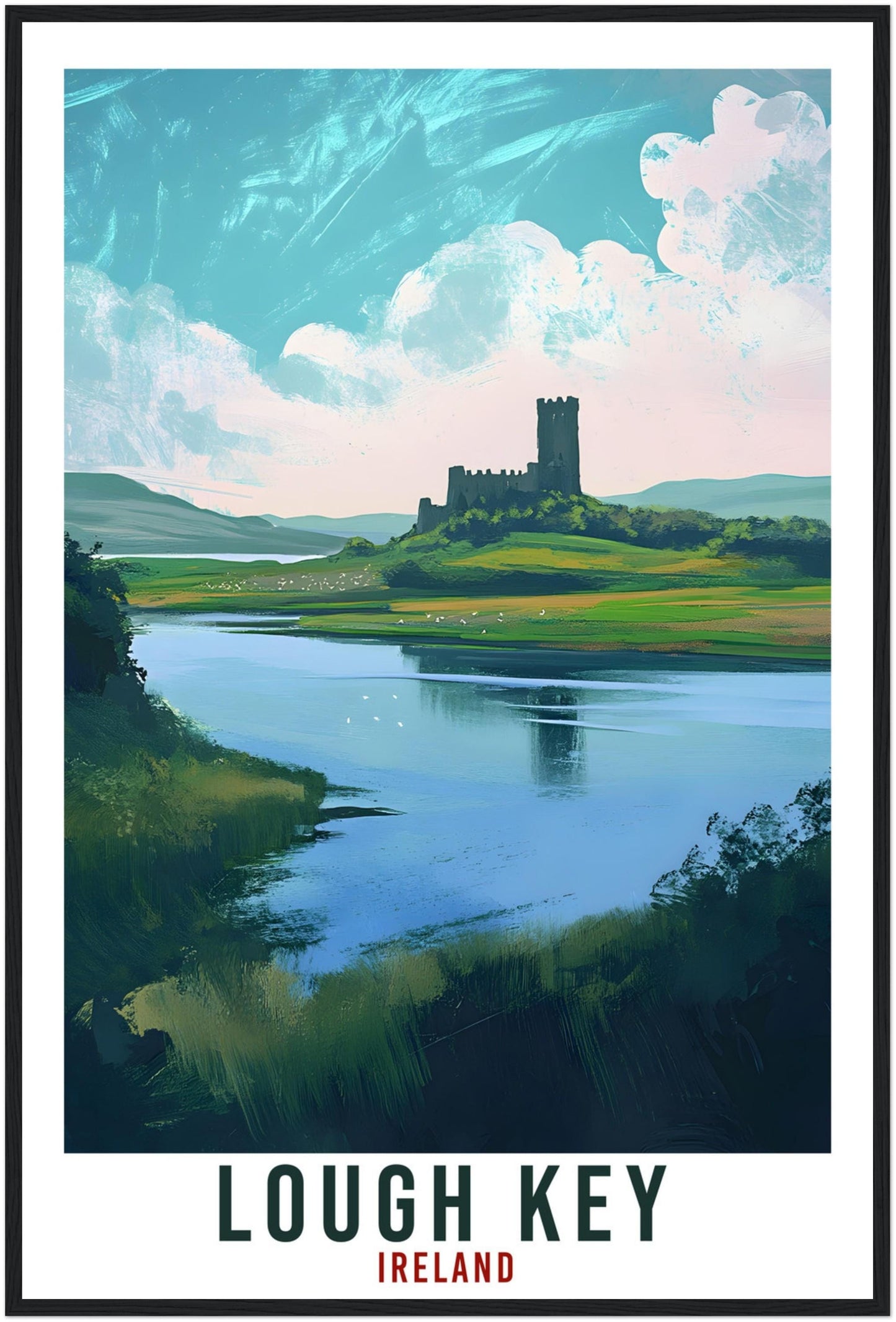 Lough Key Travel Print Ireland Home Decor Lough Key Wall Art Gift Wall Hanging Art Lover Lough Key Irish Artwork Travel Poster Ireland Art