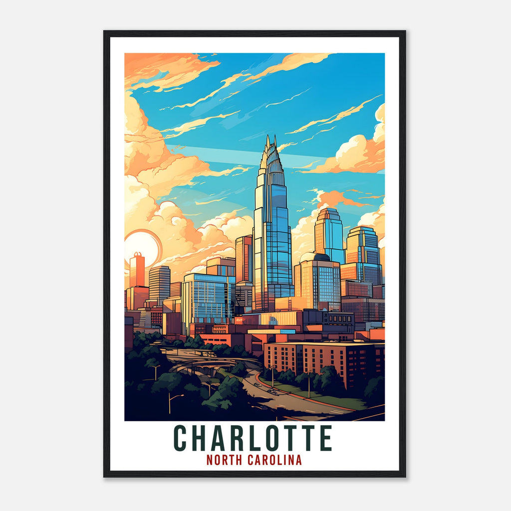 Charlotte Travel Print North Carolina Home Decoration US Wall Art Gift Wall Hanging Art Lover North Carolina Artwork Charlotte Travel Poster