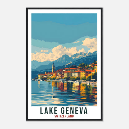 Lake Geneva Travel Print Swiss Wall Art Wall Hanging Home Décor Lake Geneva Gift Art Lover Gift Switzerland Artwork Gift Swiss Travel Poster