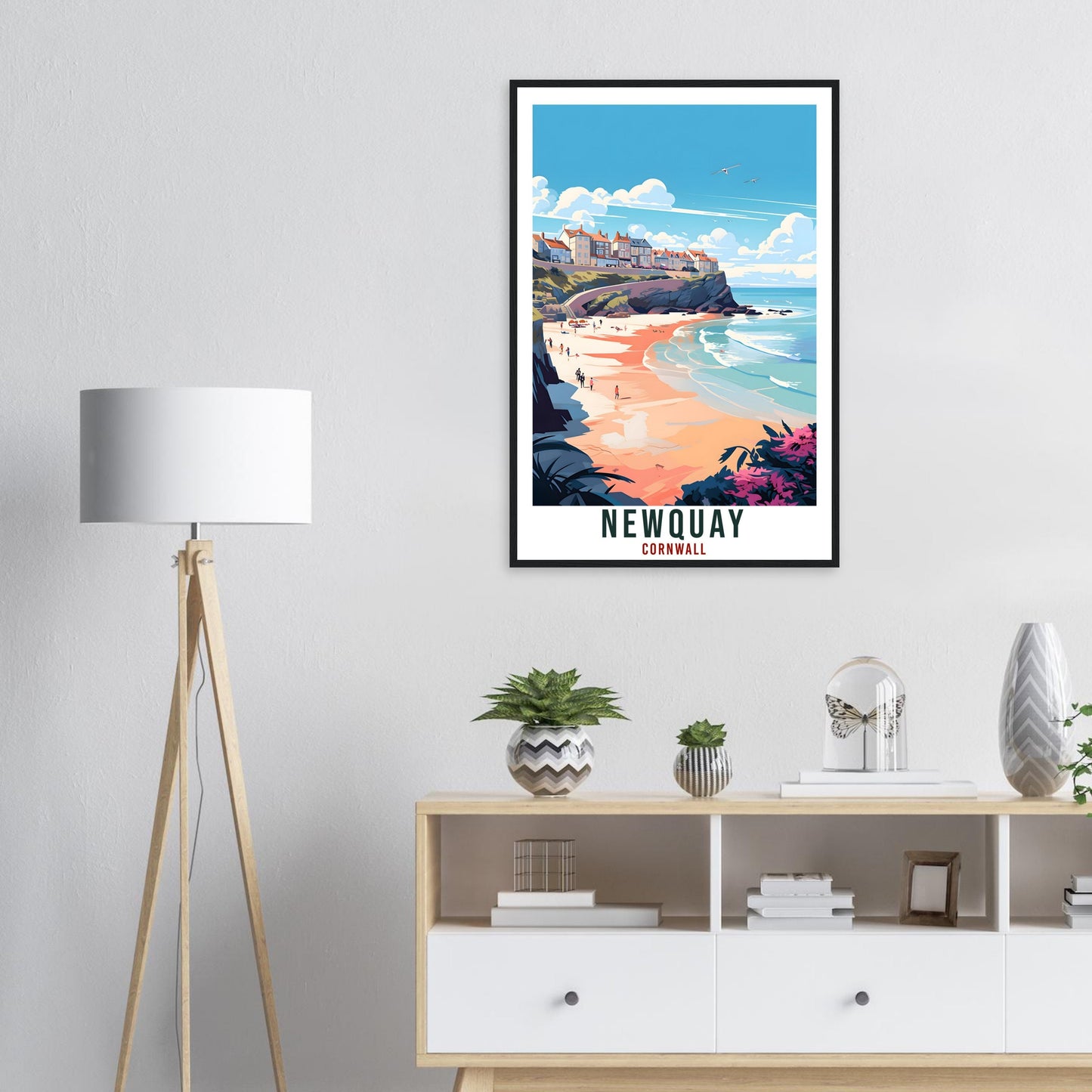 Newquay Travel Print Cornwall Wall Art Home Decor Wall Hanging Travel Art Gift Newquay Travel Poster England Coastal Artwork Art Lover Gift