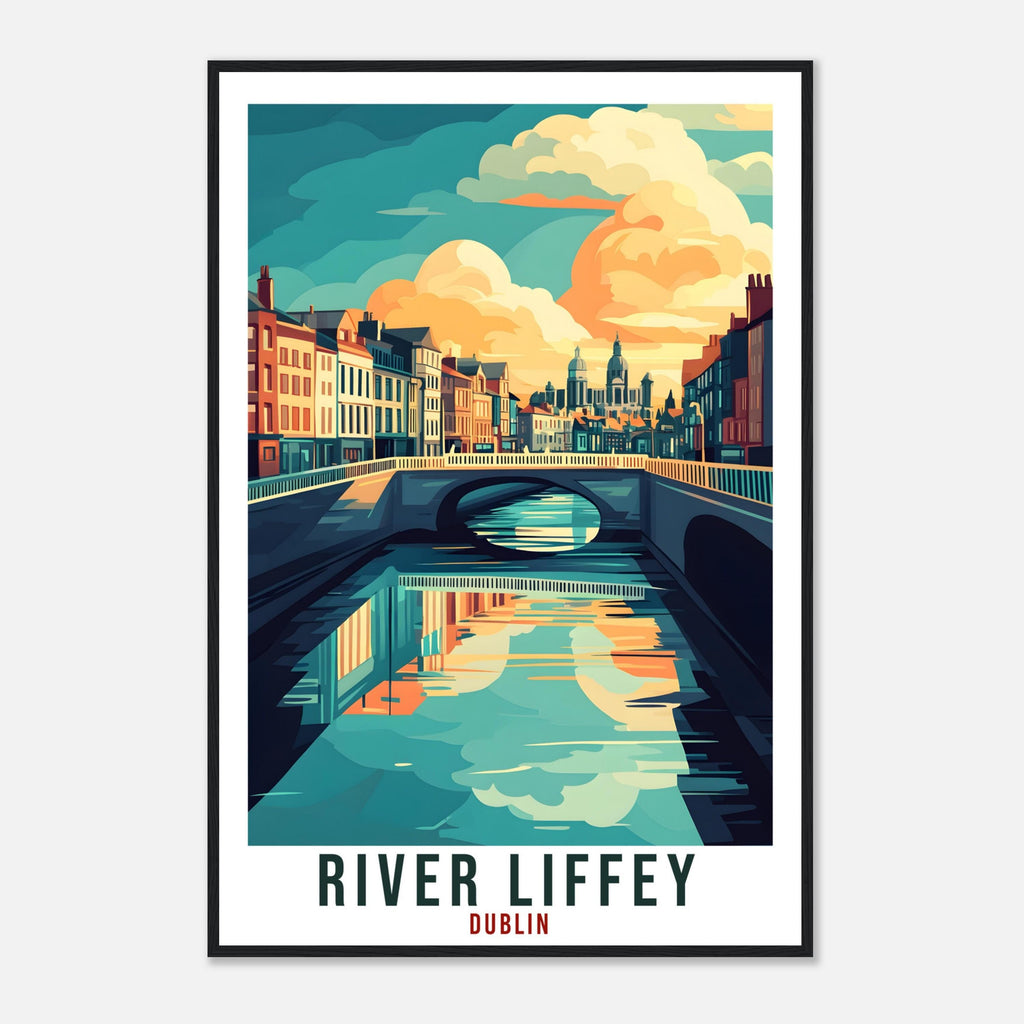 River Liffey Travel Print Ireland Decor River Liffey Wall Art Wall Hanging Irish Artwork Travel Poster Liffey Dublin Ireland Travel Art