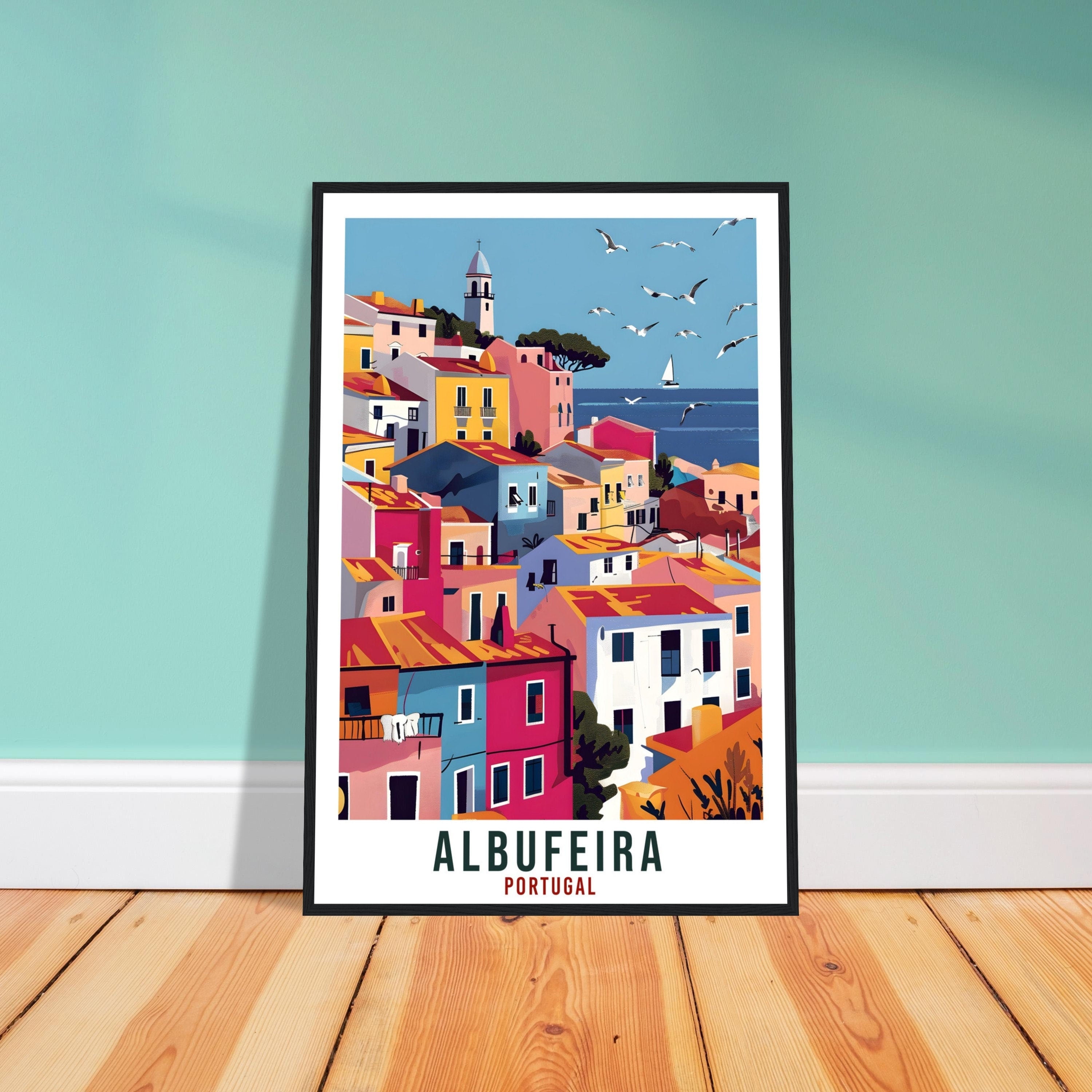 Albufeira Travel Print Portugal Wall Art Wall Hanging Home Décor Albufeira Gift Portugal Landmark Artwork Portugal Albufeira Travel Poster