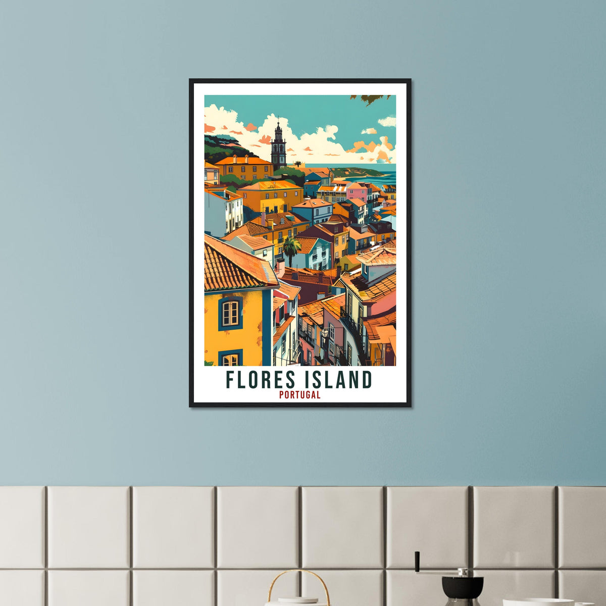 Flores Island Travel Print Portugal Wall Art Wall Hanging Home Décor Flores Island Gift Portugal Artwork Gift Portugal Holiday Travel Poster