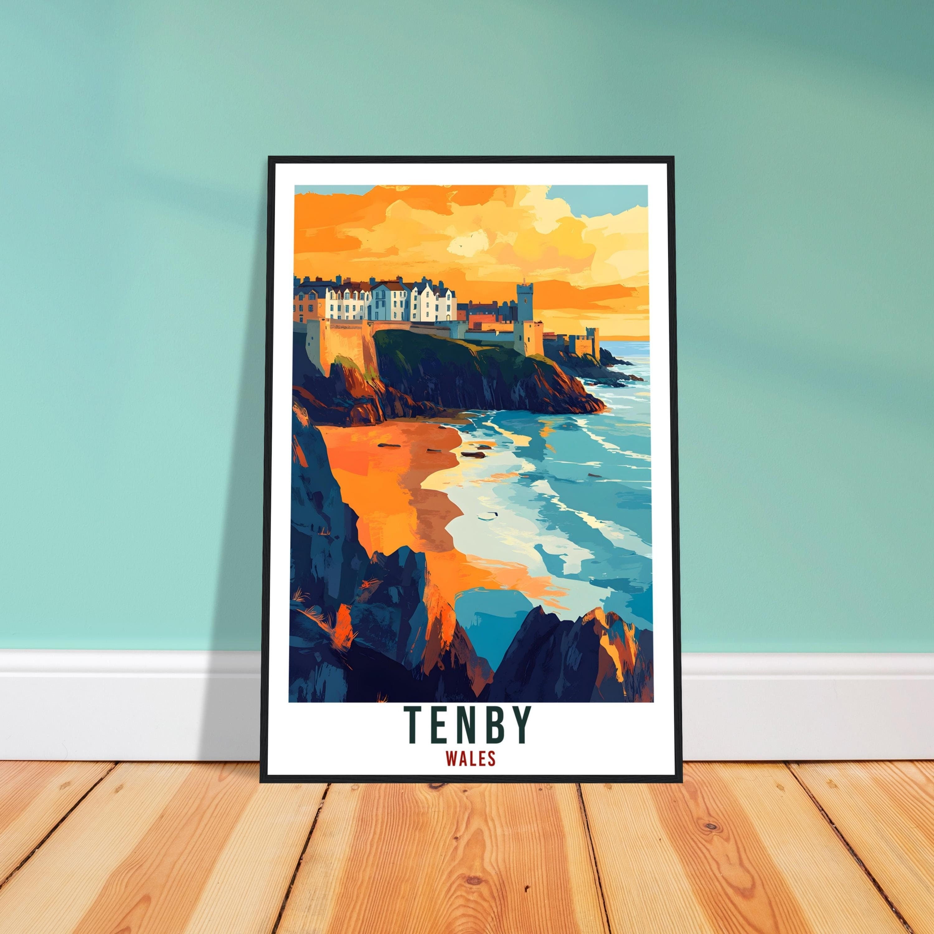 Tenby Travel Print Wales Home Decor Tenby Wall Art Wall Hanging Art Lover Wales Artwork Travel Poster Wales Tenby Travel Artwork Gift