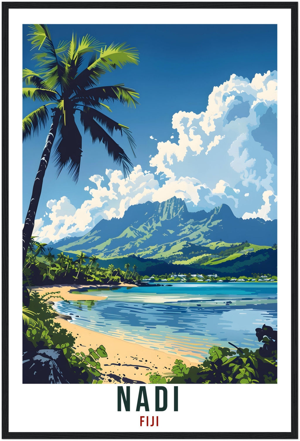 Nadi Fiji Travel Print Fiji Wall Art Wall Hanging Home Décor Nadi Gift Fiji Islands Landmark Artwork Travel Art Nadi Fijian Travel Poster