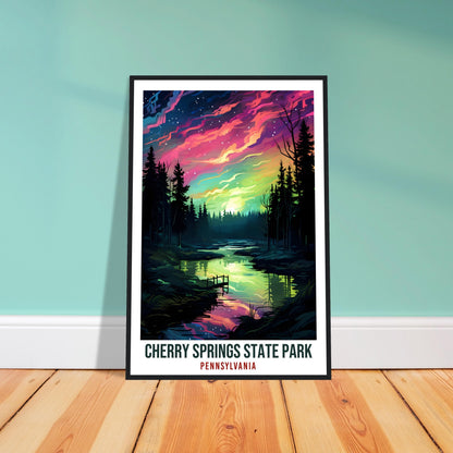 Cherry Springs State Park Travel Print Pennsylvania Northern Lights Wall Art Hanging Travel Art Gift Cherry Springs Travel Poster Artwork
