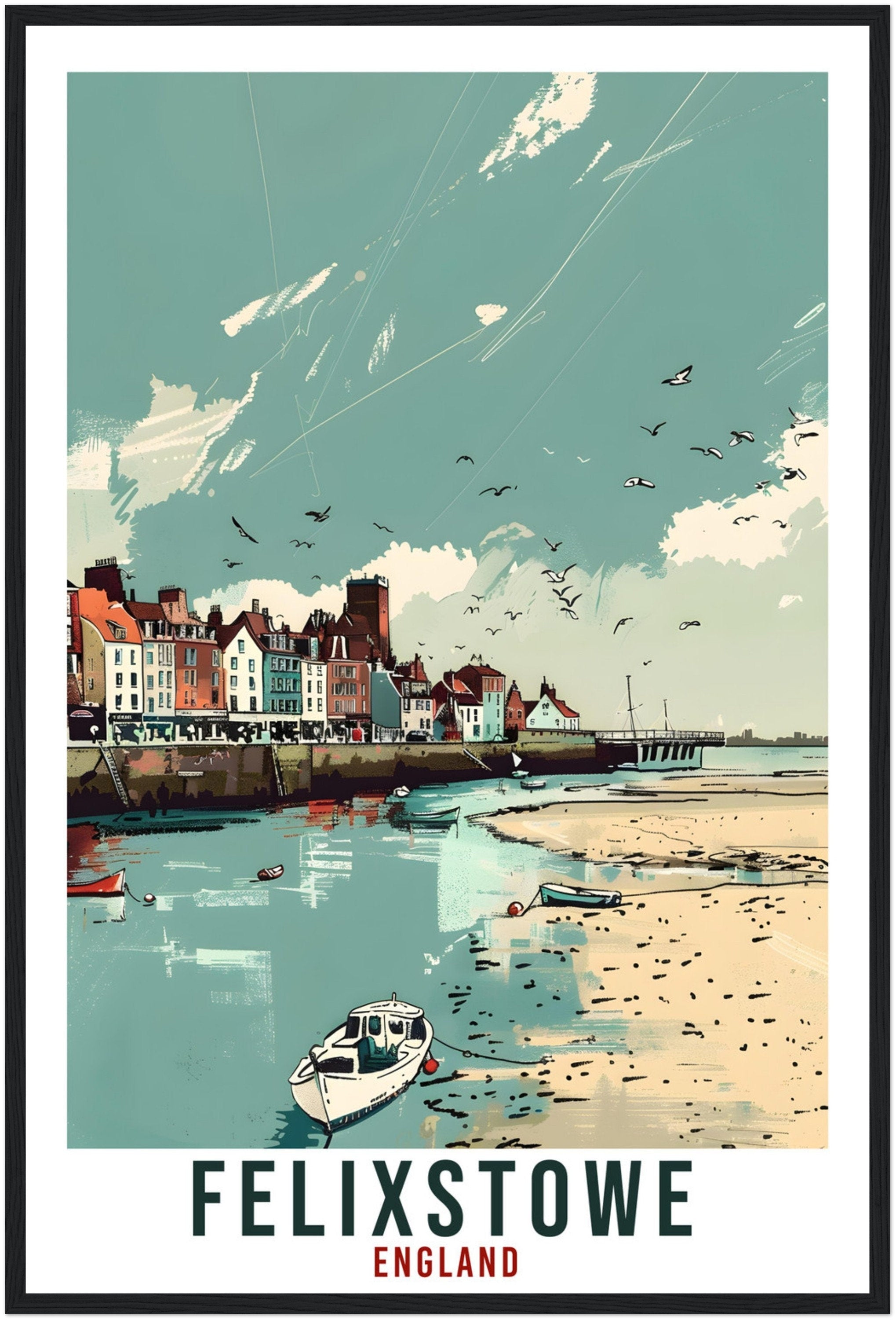 Felixstowe Travel Print Wall Art Wall Hanging Home Living Décor Felixstowe Gift Art Lovers Gift UK Artwork Gift Print England Travel Poster