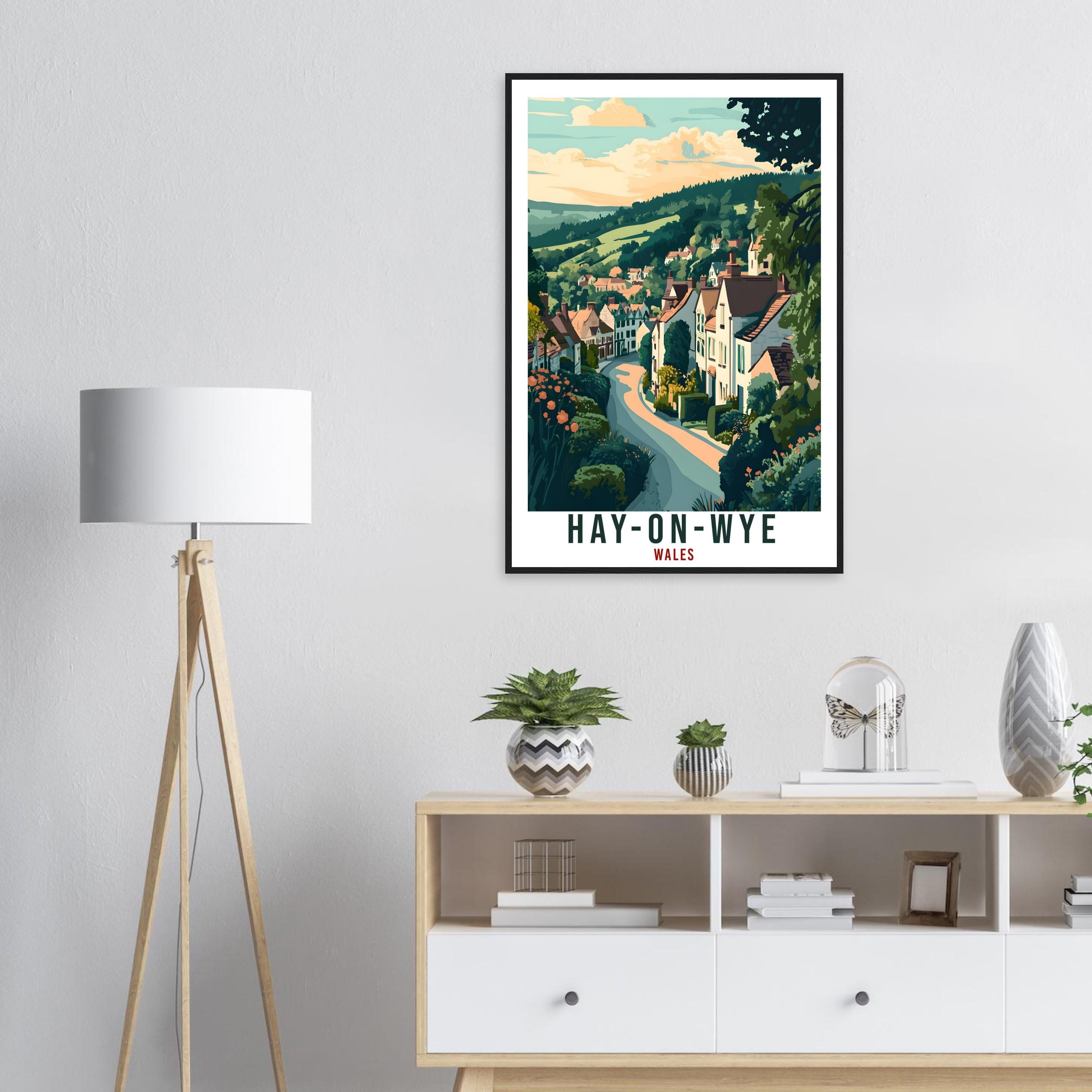 Hay-On-Wye Travel Print Wales Home Decor Hay-On-Wye Wall Art Wall Hanging Art Lover Wales Artwork Travel Poster Hay-On-Wye Travel Art Gift