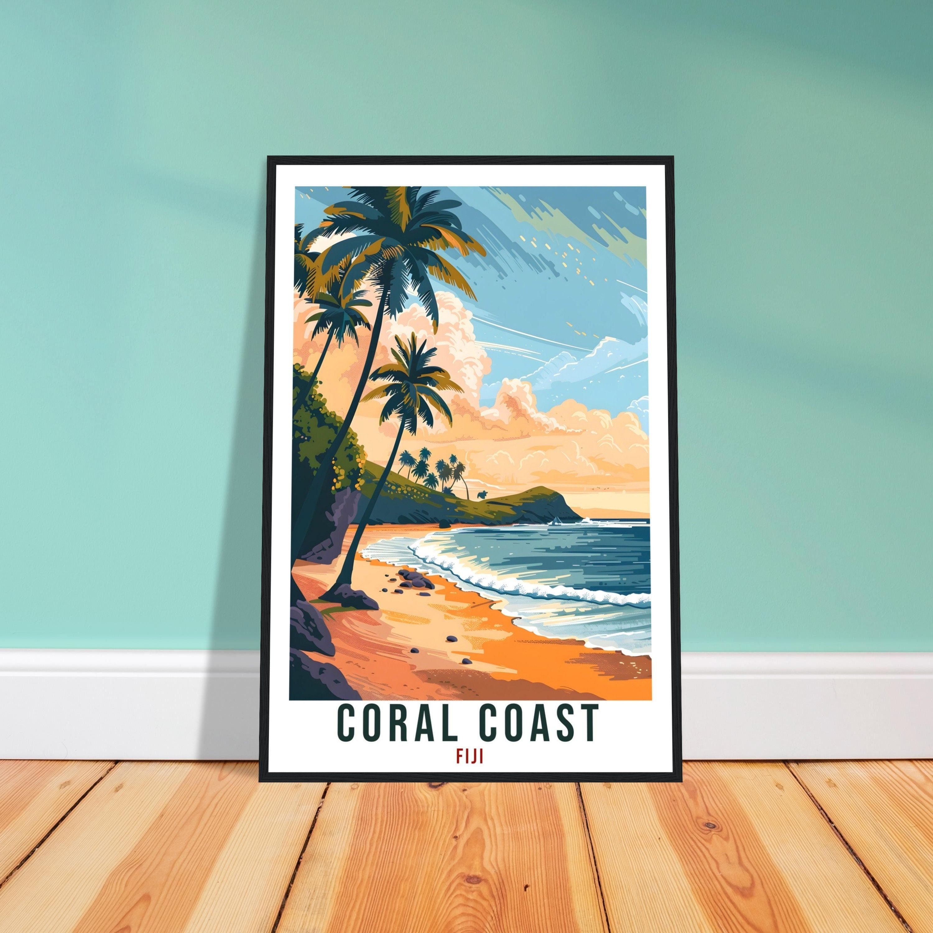 Coral Coast Fiji Travel Print Fiji Wall Art Wall Hanging Home Décor Coral Coast Gift Fiji Islands Artwork Travel Art Fijian Travel Poster