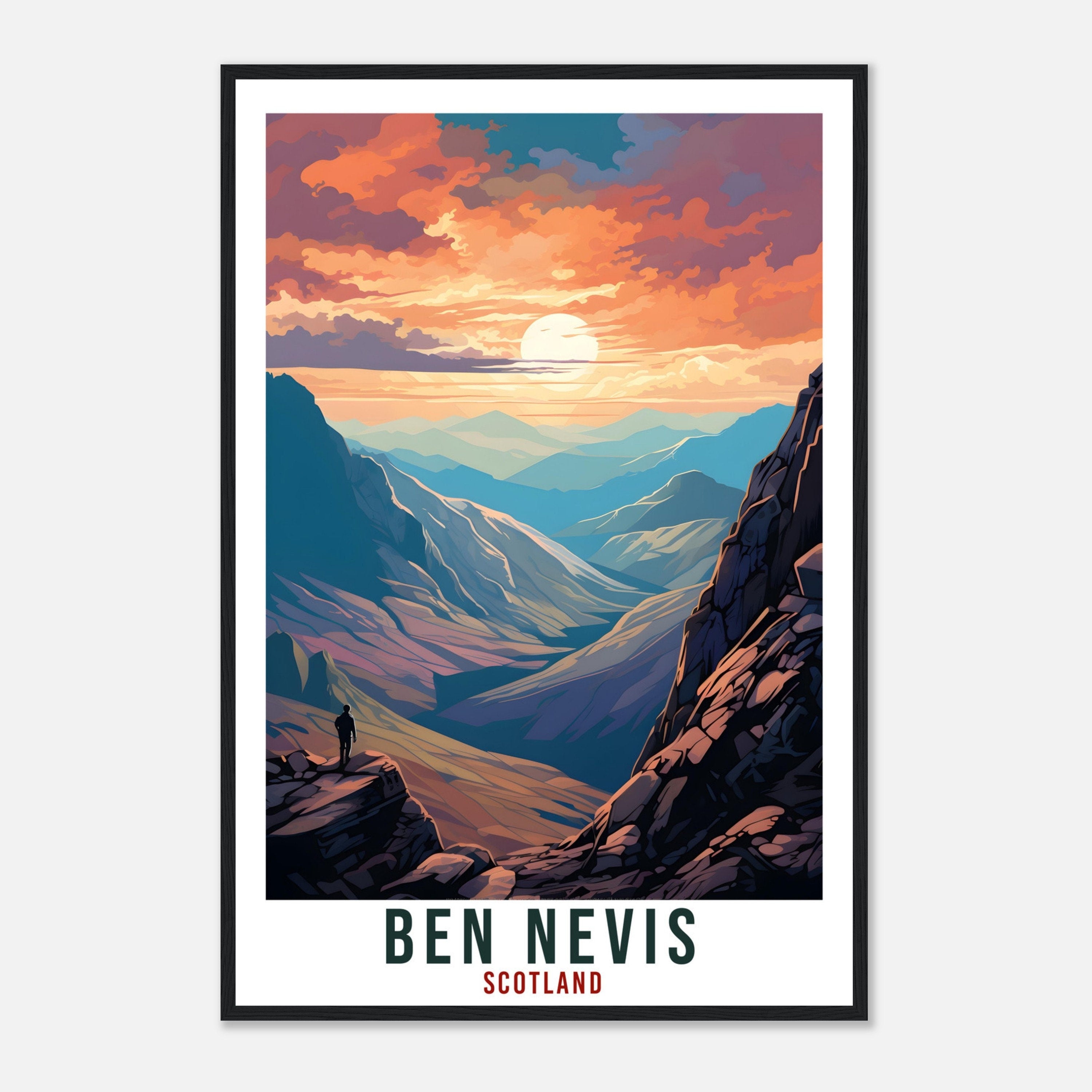 Ben Nevis Travel Print Scotland Wall Art Home Decor Wall Hanging Travel Art Gift Ben Nevis Travel Poster Scotland Landscape Art Lover Gift