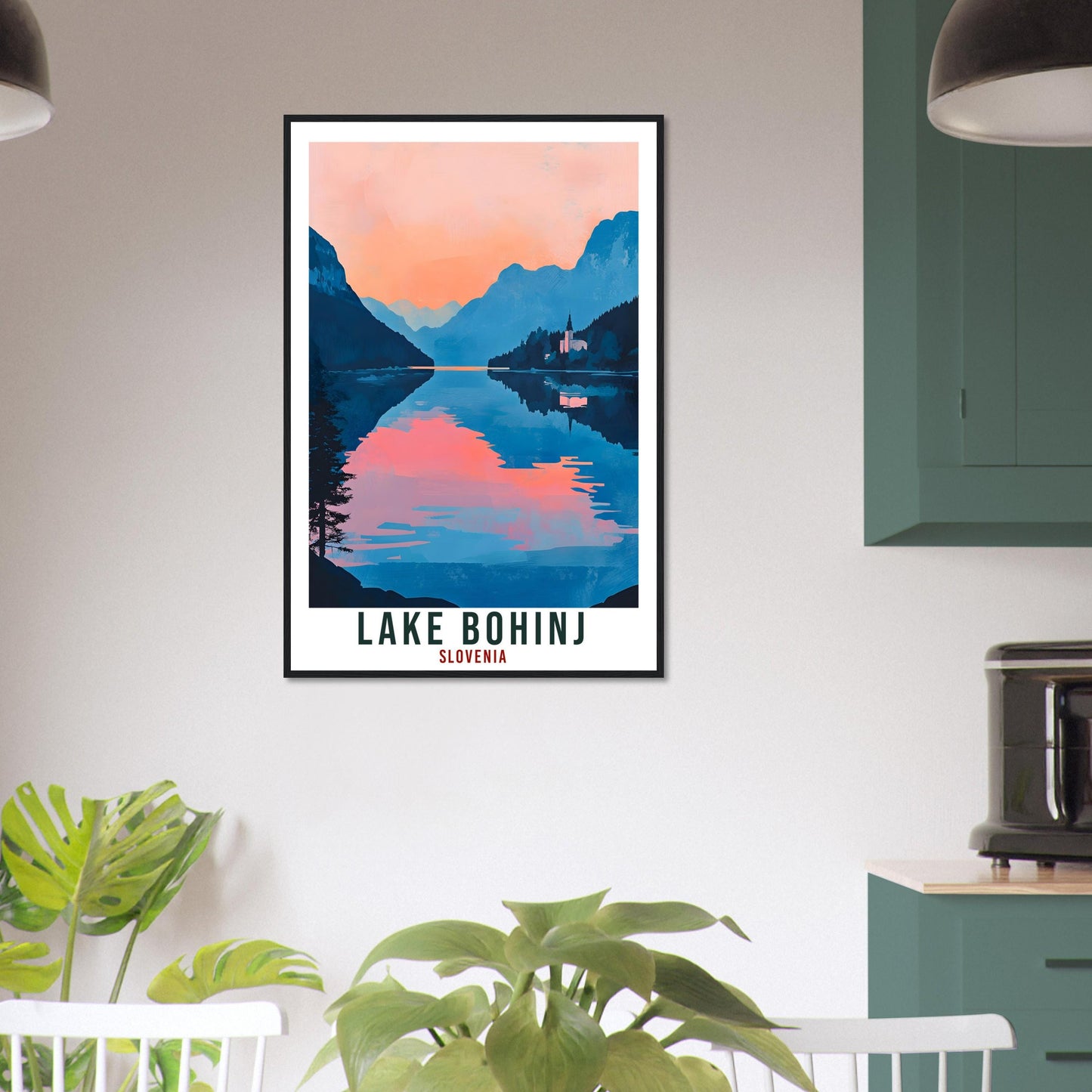 Lake Bohinj Travel Print Slovenia Decor Lake Bohinj Wall Art Gift Wall Hanging Art Lover Lake Bohinj Slovenia Artwork Travel Poster Slovenia