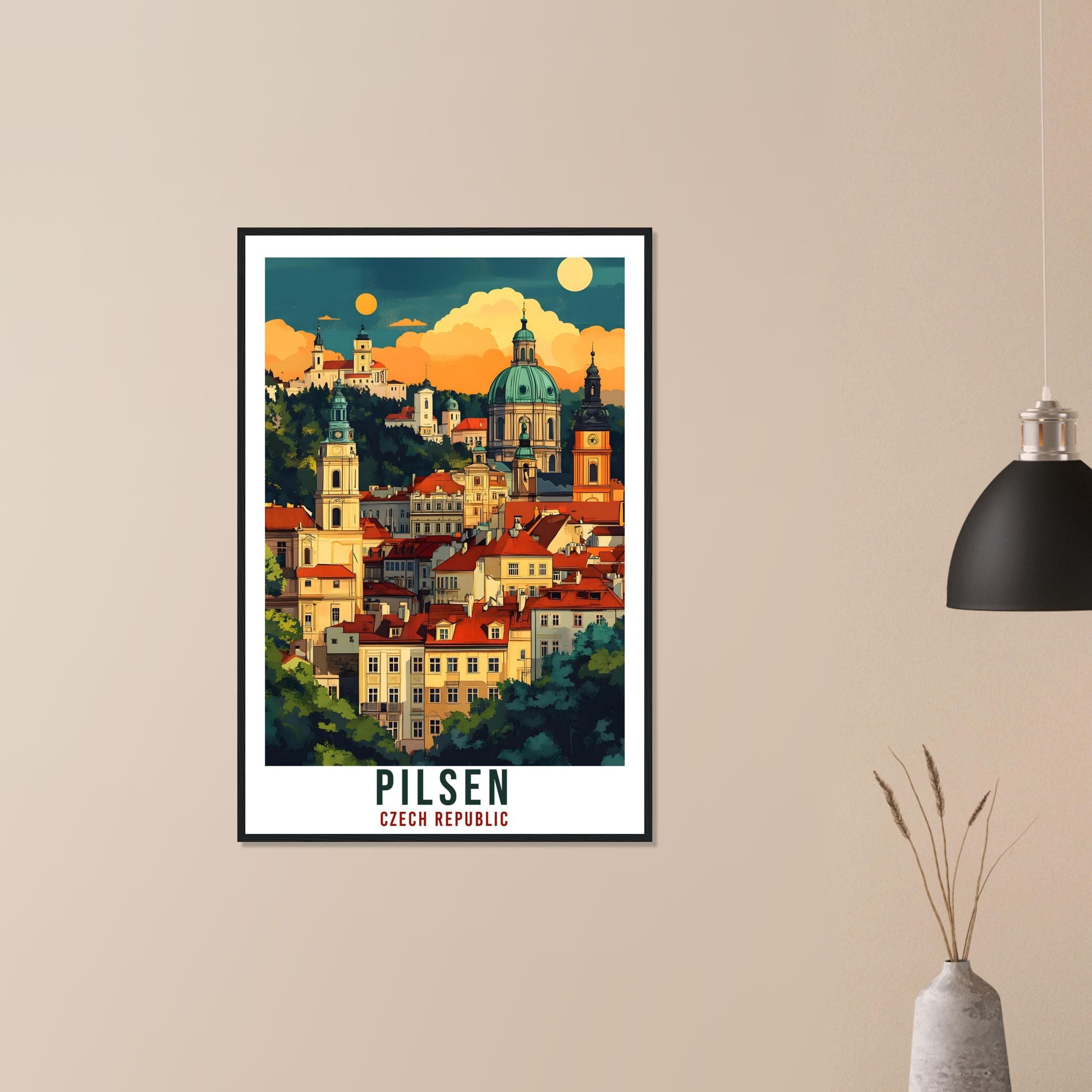 Pilsen Travel Print Czech Republic Home Decor Pilsen Wall Art Gift Wall Hanging Art Lover Pilsen Czechia Artwork Travel Poster Travel Art