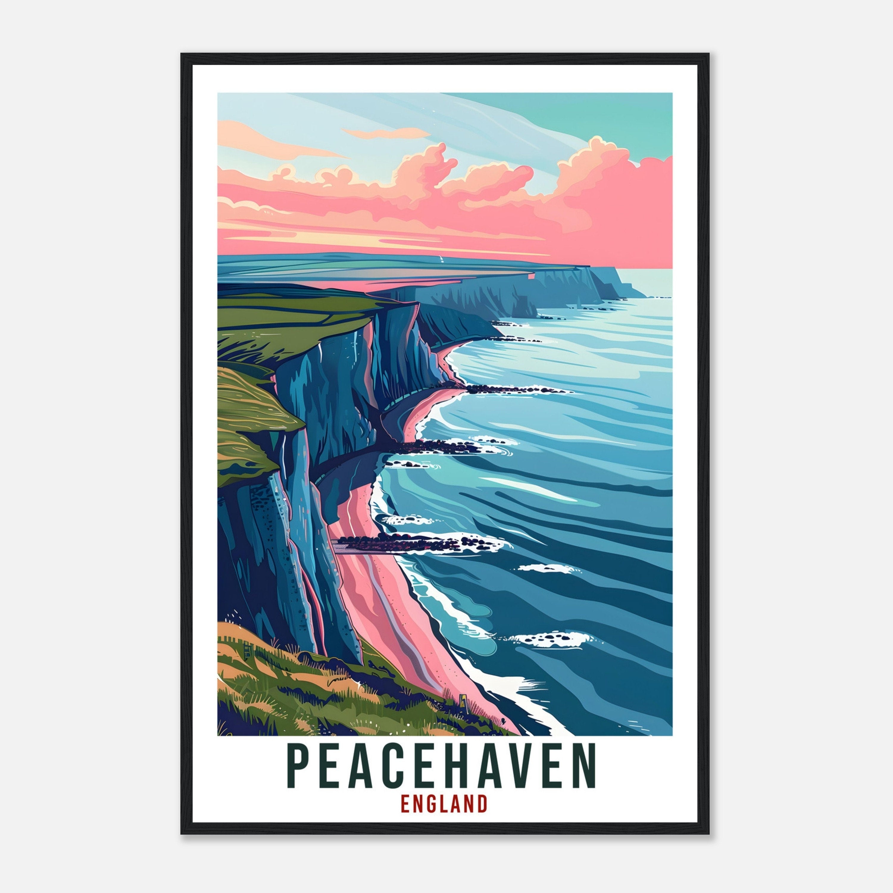 Peacehaven Travel Print Wall Art Wall Hanging Home Living Décor Peacehaven Gift Art Lovers Gift UK Artwork Gift Print England Travel Poster