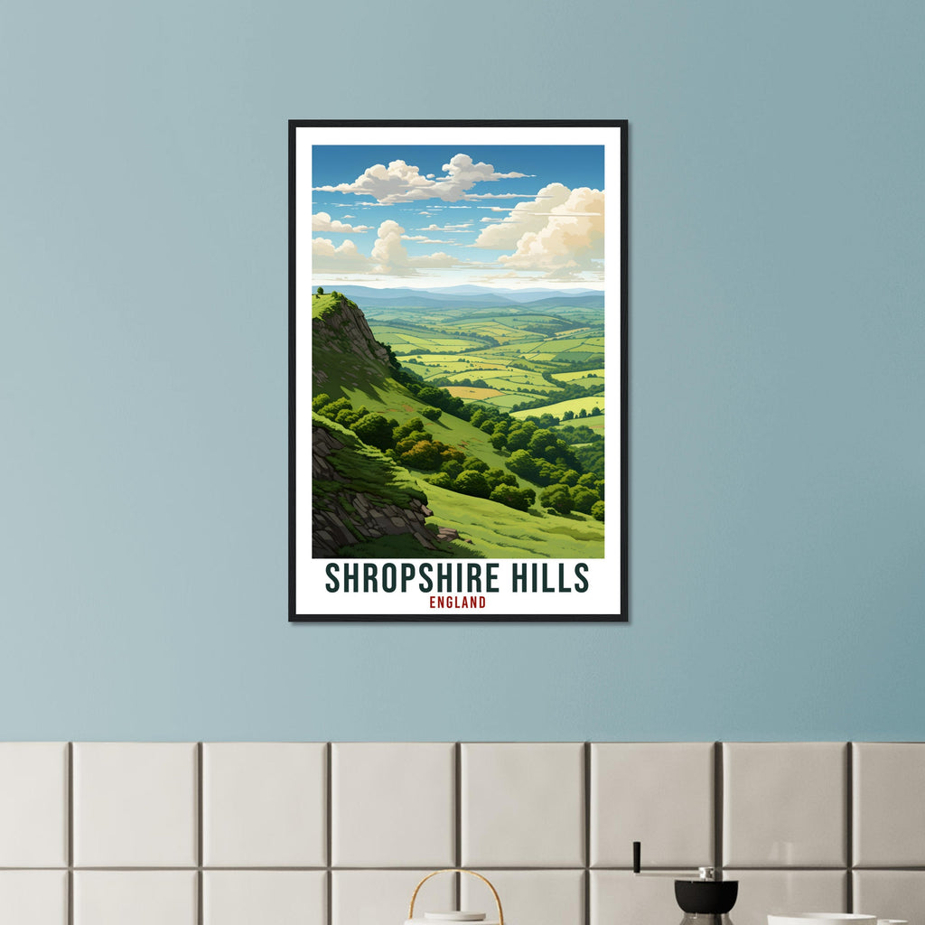 Shropshire Hills Travel Print English Wall Art Home Wall Hanging Travel Art Gift Shropshire Hills Travel Poster England Landscape Artwork