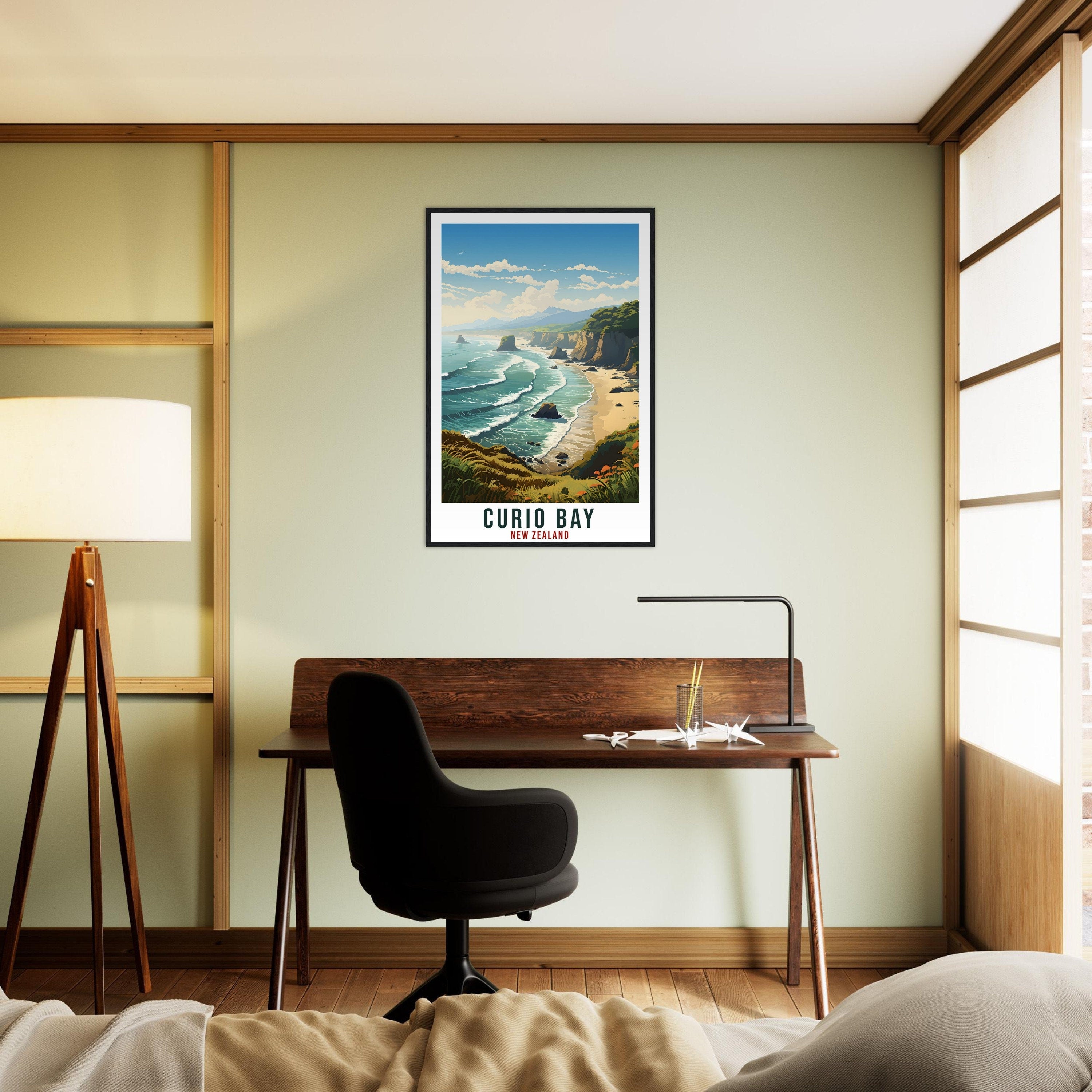 Curio Bay Travel Print Wall Art Curio Bay New Zealand Wall Hanging Artwork NZ Art Gifts Curio Bay Travel Poster New Zealand Art Lovers Gift