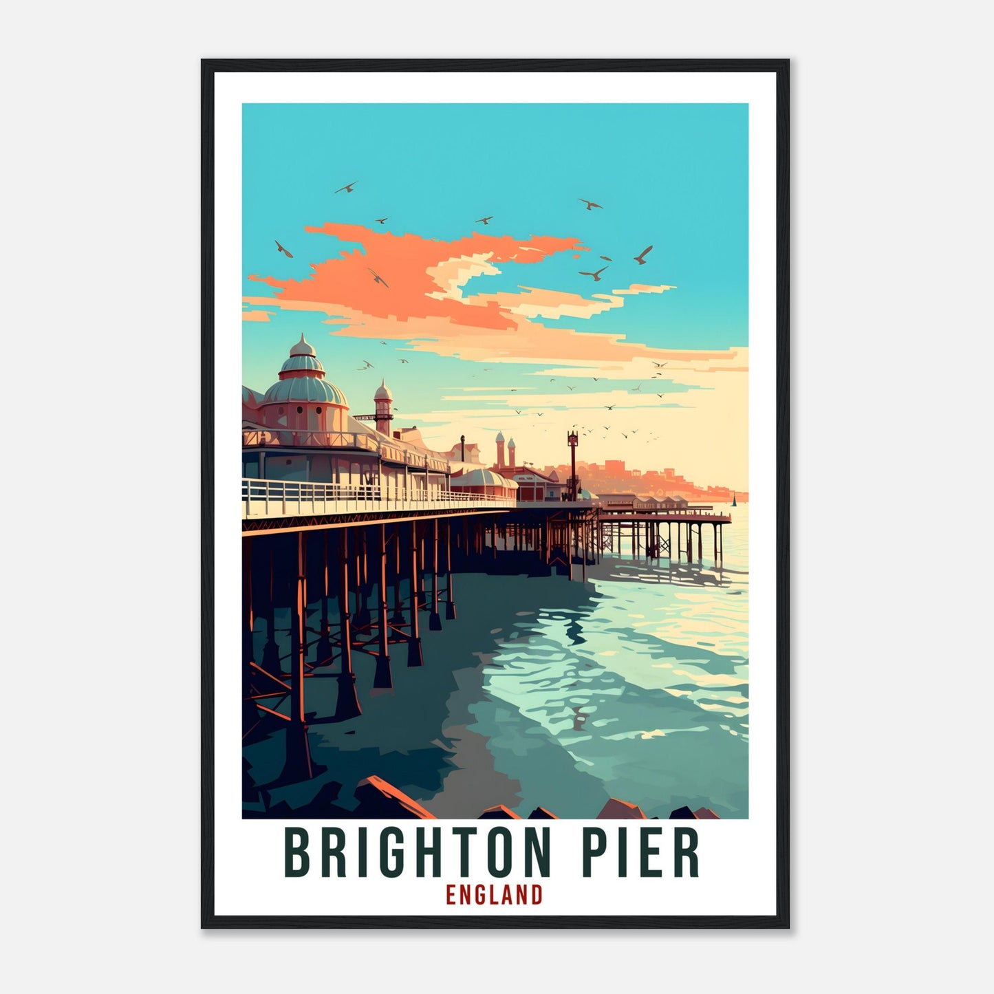 Brighton Pier Travel Print Wall Art Wall Hanging Home Living Décor Brighton Pier Gift Art Lovers UK Artwork Gift Print England Travel Poster