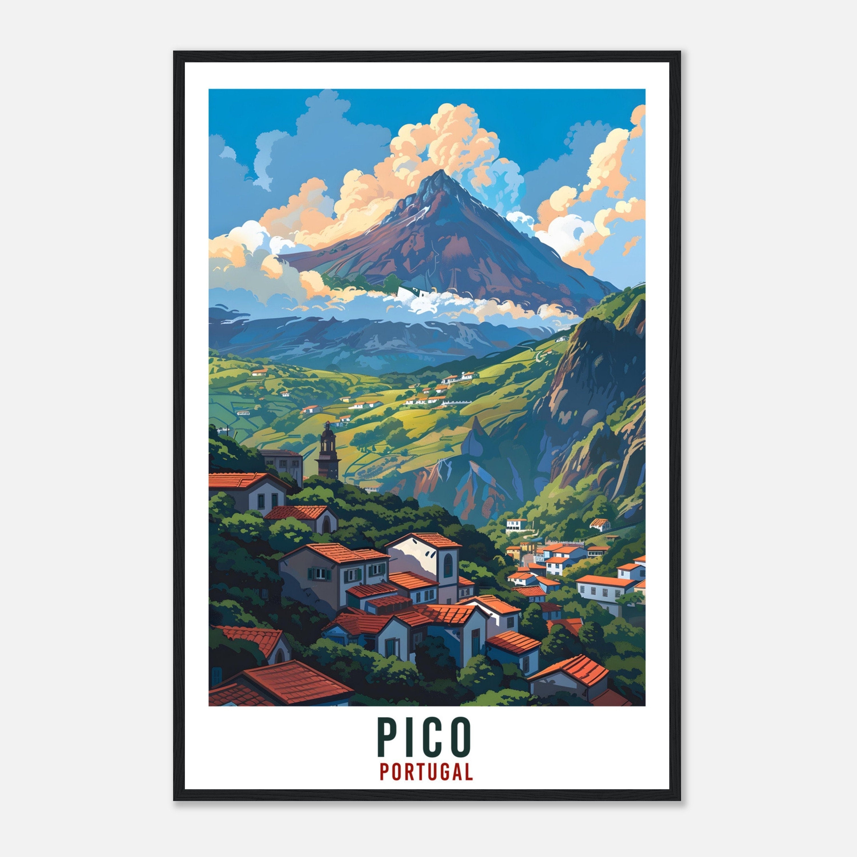 Pico Island Travel Print Home Decoration Wall Art Gift Wall Hanging Lover Pico Island Portugal Artwork Portugal Travel Poster Holiday Print