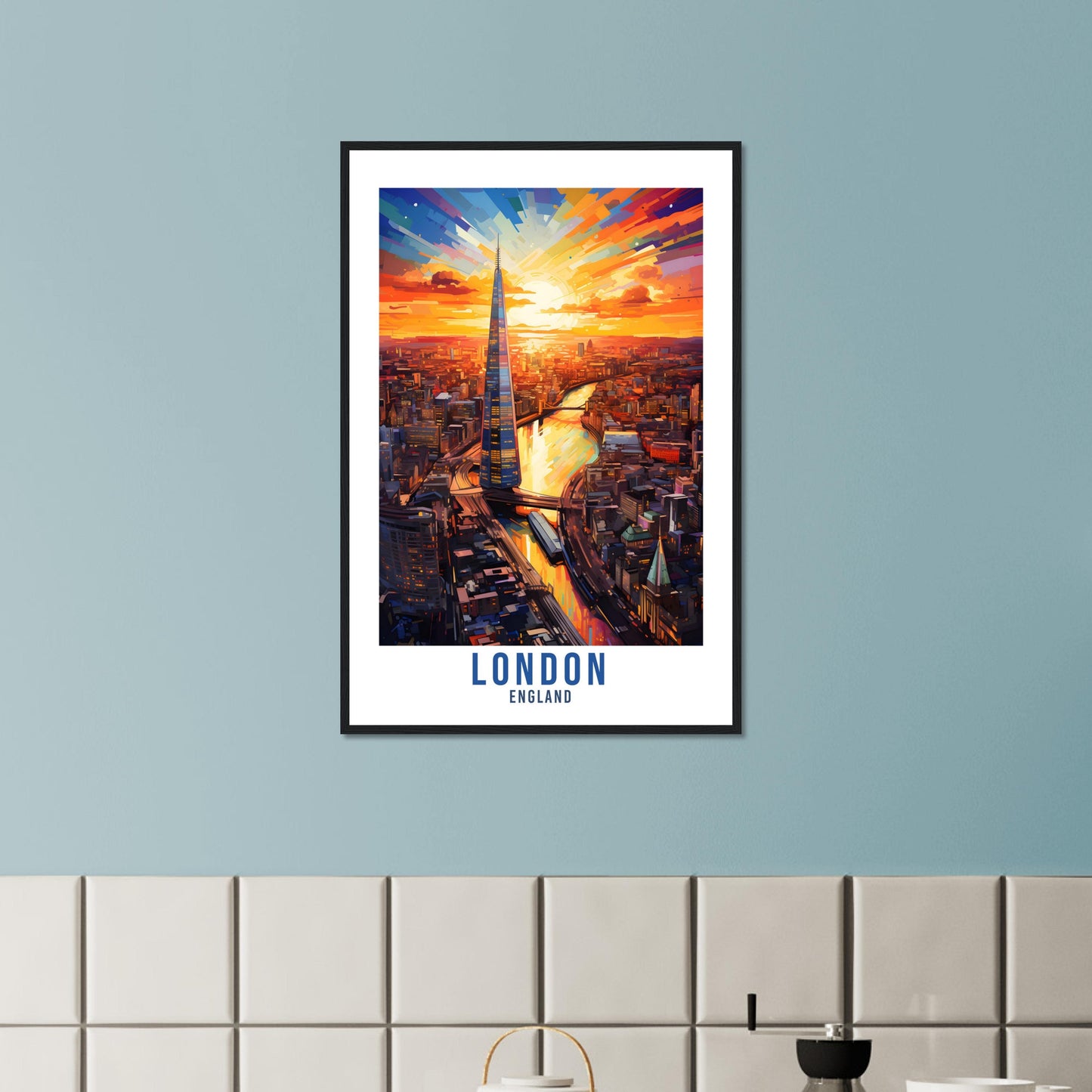 London Travel Print River Thames London Home Decor London Cityscape England Wall Hanging London Artwork Gift London Travel Poster Artwork