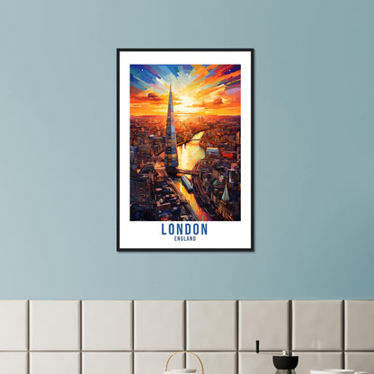 London Travel Print River Thames London Home Decor London Cityscape England Wall Hanging London Artwork Gift London Travel Poster Artwork