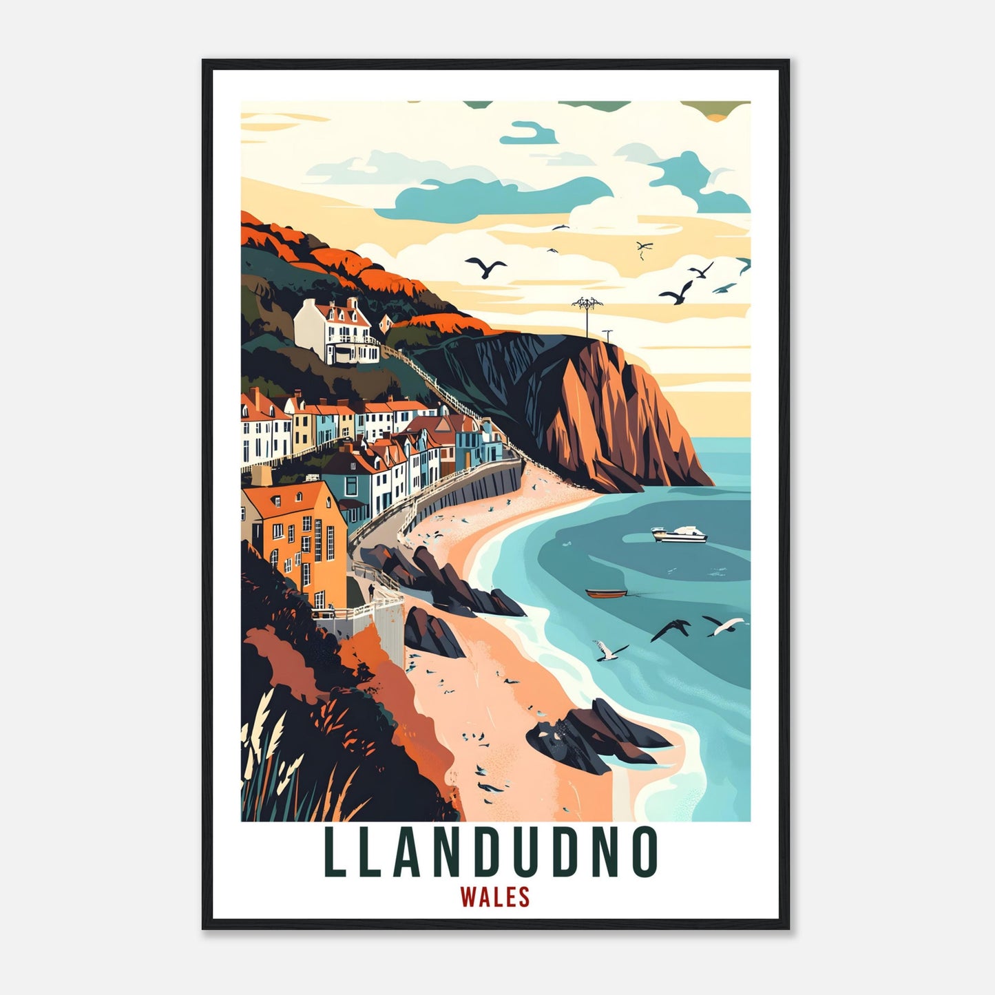 Llandudno Travel Print Wales Home Decor Llandudno Wall Art Wall Hanging Art Lover Wales Artwork Travel Poster Llandudno Travel Art Gift