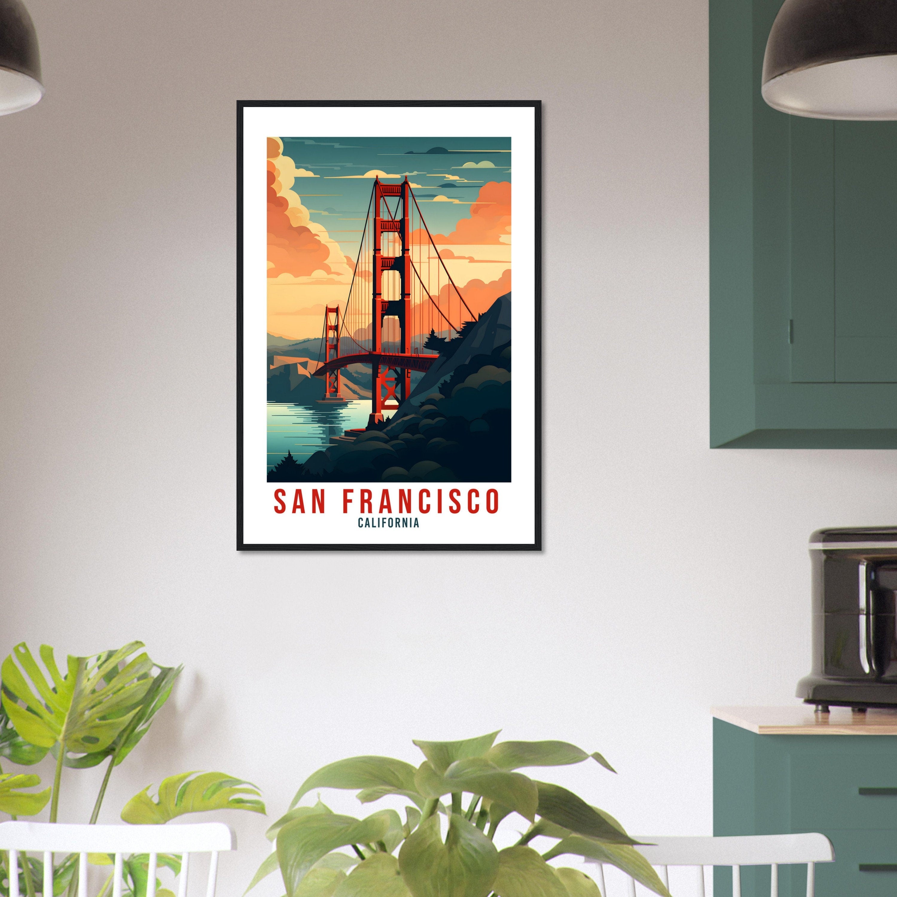 San Francisco Golden Gate Travel Print Wall Art San Francisco Sunset Wall Hanging Travel Poster San Fran USA Home Decor United States Travel