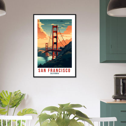 San Francisco Golden Gate Travel Print Wall Art San Francisco Sunset Wall Hanging Travel Poster San Fran USA Home Decor United States Travel