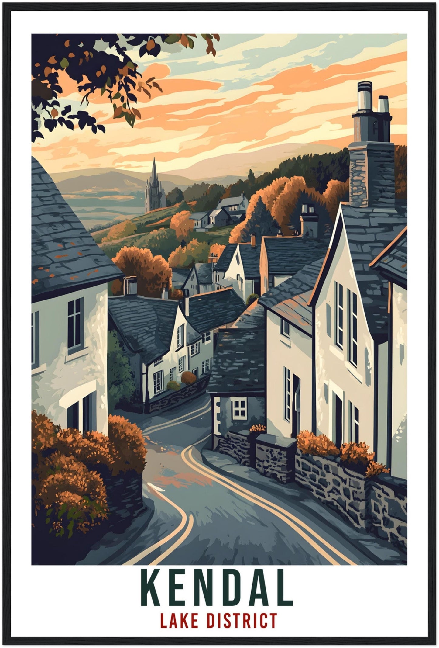 Kendal Travel Print Lake District Home Decor Kendal Wall Art Wall Hanging Art Lover Lake District Artwork Travel Poster Cumbria Travel Art