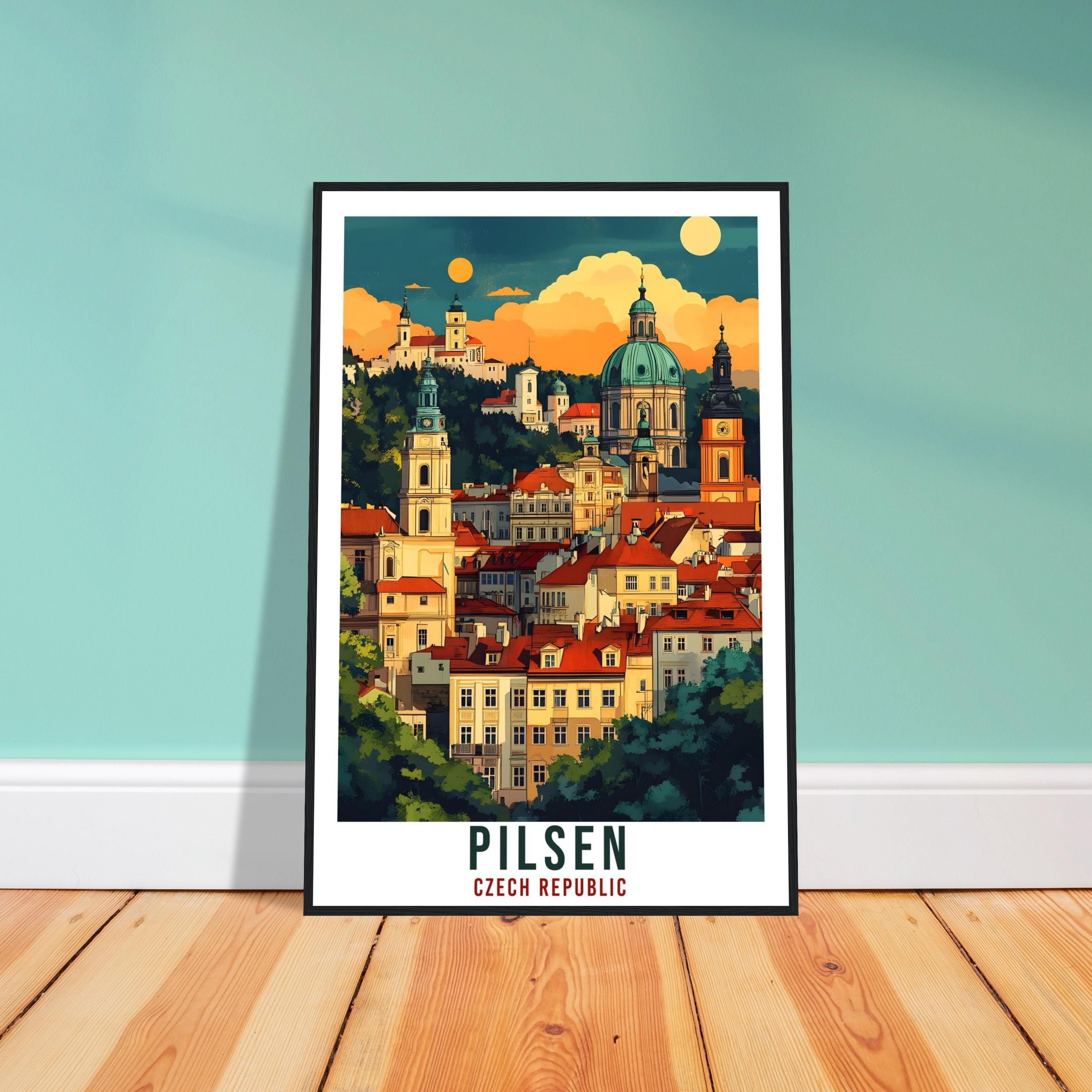 Pilsen Travel Print Czech Republic Home Decor Pilsen Wall Art Gift Wall Hanging Art Lover Pilsen Czechia Artwork Travel Poster Travel Art