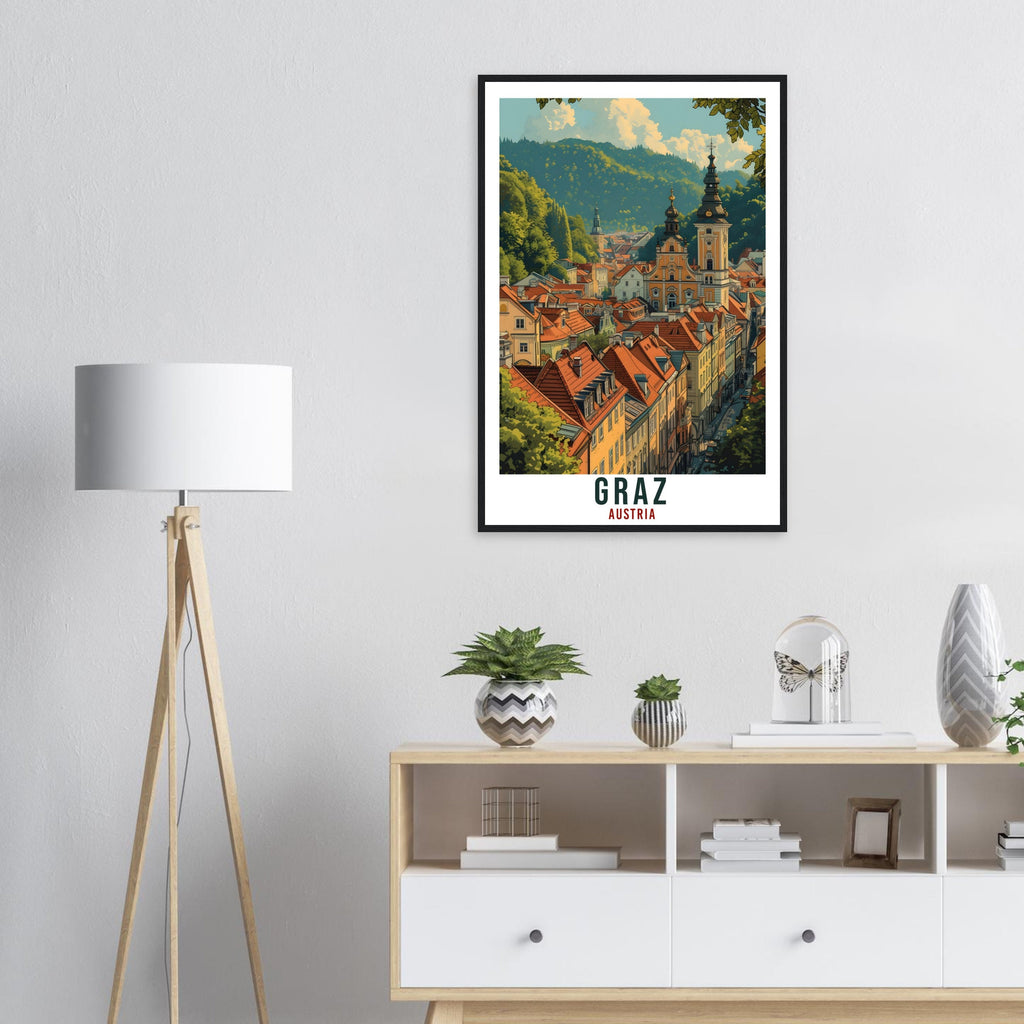Graz Gift Travel Print Austria Home Decoration Graz Austrian City Wall Art Gift Wall Hanging Art Lover Austria Artwork Graz Travel Poster