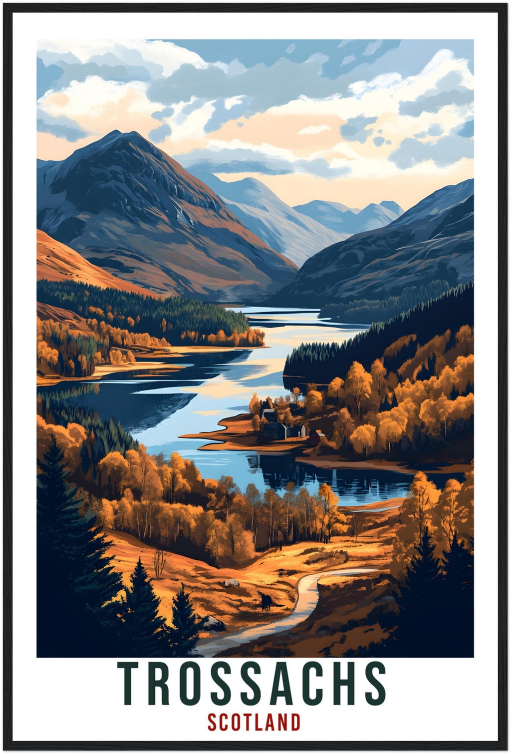 Trossachs Travel Print Scotland Home Decor Trossachs Wall Art Wall Hanging Art Lover Scotland Artwork Travel Poster Trossachs Travel Art