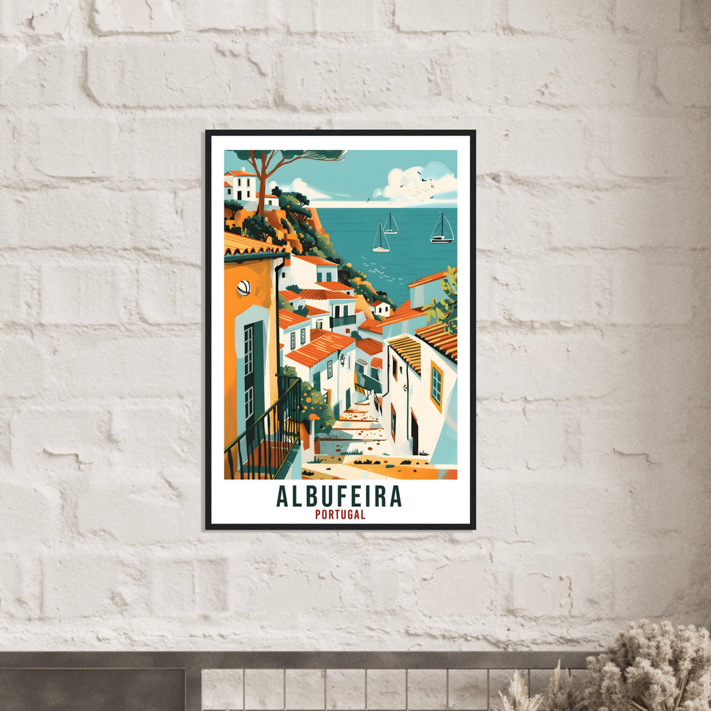 Albufeira Travel Print Portugal Wall Art Wall Hanging Home Décor Albufeira Gift Portugal Landmark Artwork Gift Portugal Travel Poster