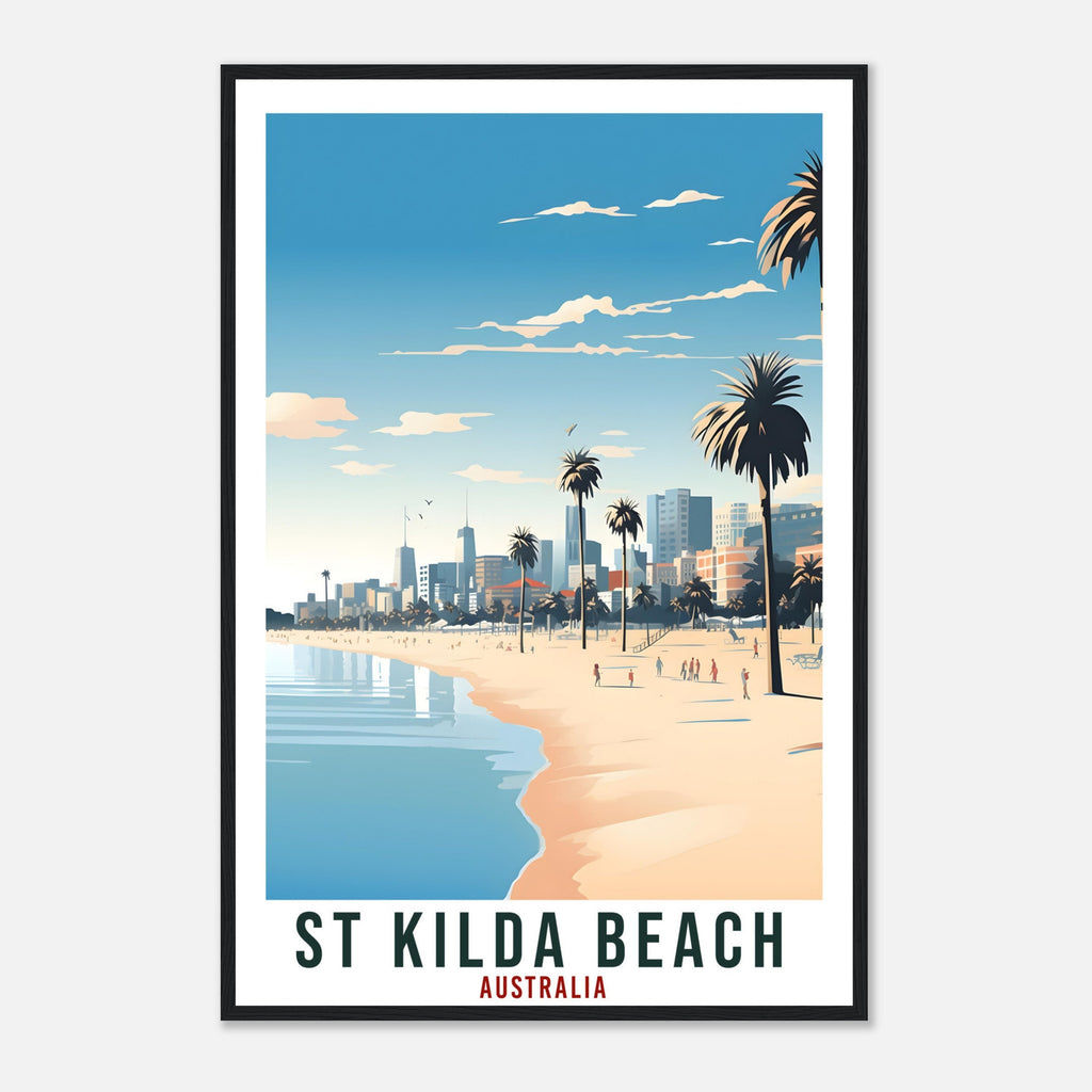 St Kilda Beach Travel Poster Wall Art St Kilda Australia Artwork Wall Hanging Perth Art Gift St Kilda Beach Travel Print Australian Art Gift