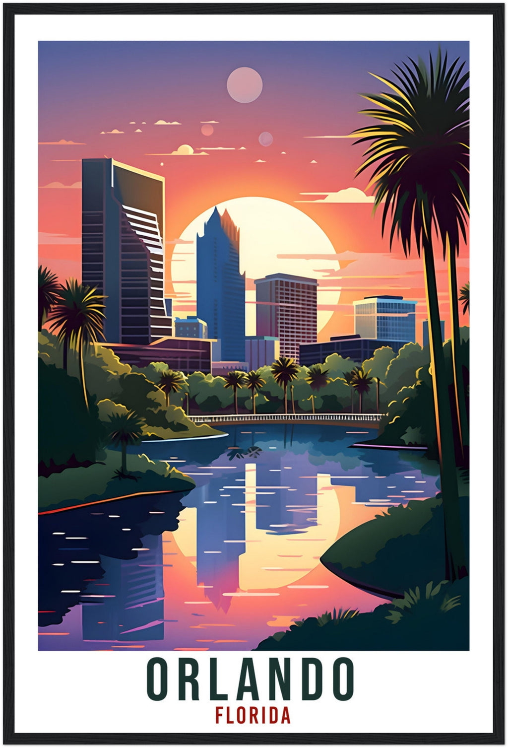 Orlando Travel Print Florida Home Decoration USA City Wall Art Gift Wall Hanging Art Lover Florida Artwork Orlando Travel Poster