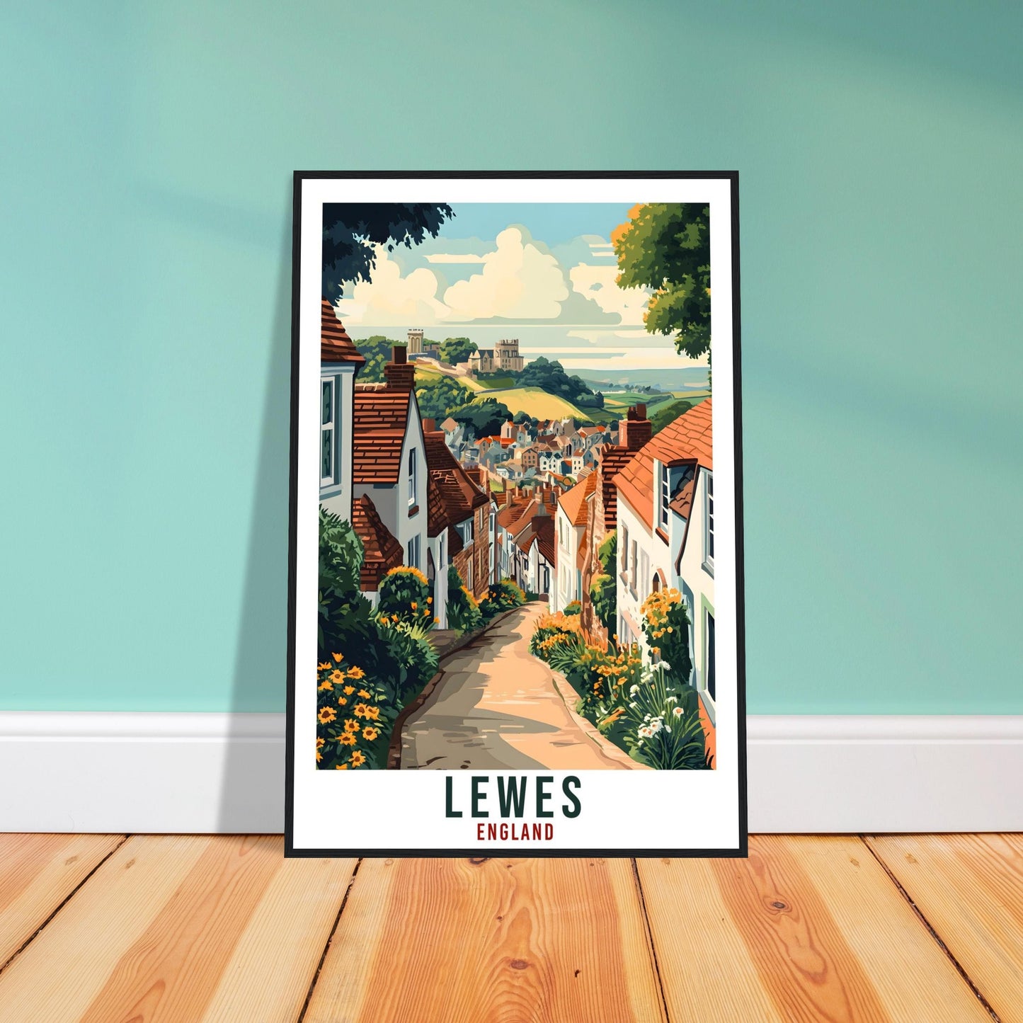Lewes Travel Print England East Sussex Home Decor Lewes Wall Art Gift Wall Hanging Art Lover Lewes England Artwork Travel Poster Travel Art