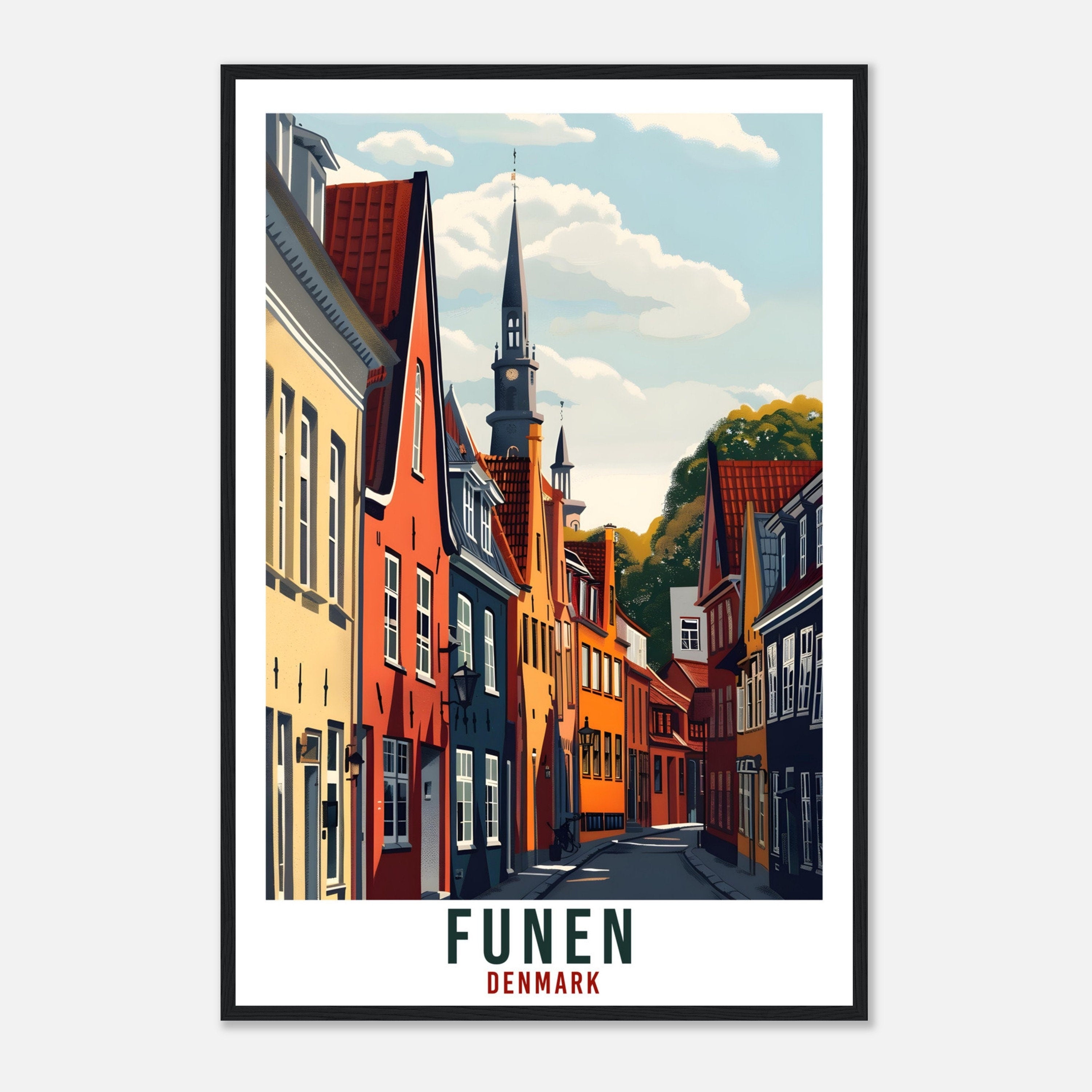 Funen Travel Print Denmark Wall Art Wall Hanging Home Living Décor Funen Gift Art Lovers Gift Denmark Artwork Gift Danish Travel Poster