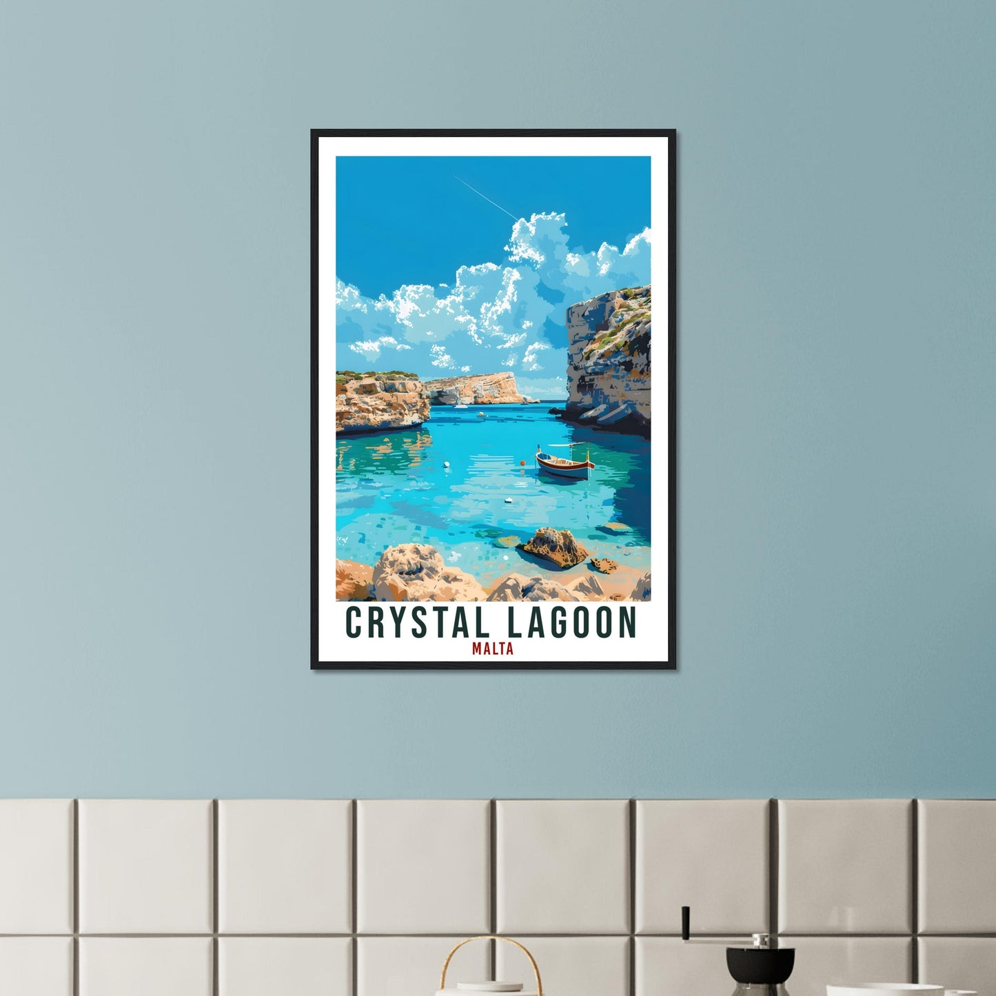 Crystal Lagoon Malta Travel Print Wall Art Wall Hanging Home Décor Gift Art Lover Gift Malta Artwork Gift Malta Crystal Lagoon Travel Poster