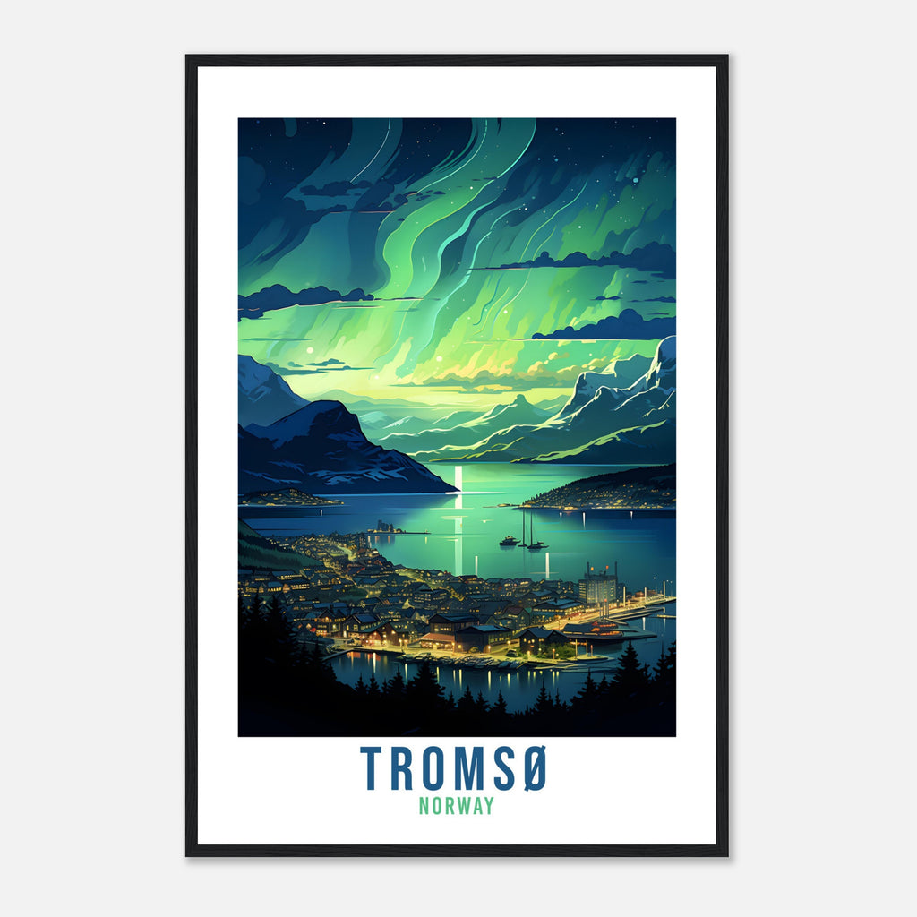Tromsø Norway Northern Lights Travel Print Tromsø Wall Hanging Norway Aurora Borealis Arctic Tromsø Travel Poster Northern Norway Wall Art