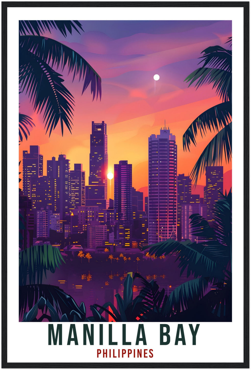 Manilla Bay Philippines Travel Print City Wall Art Wall Hanging Home Décor Manilla Bay Gift Landmark Travel Art Philippines Travel Poster