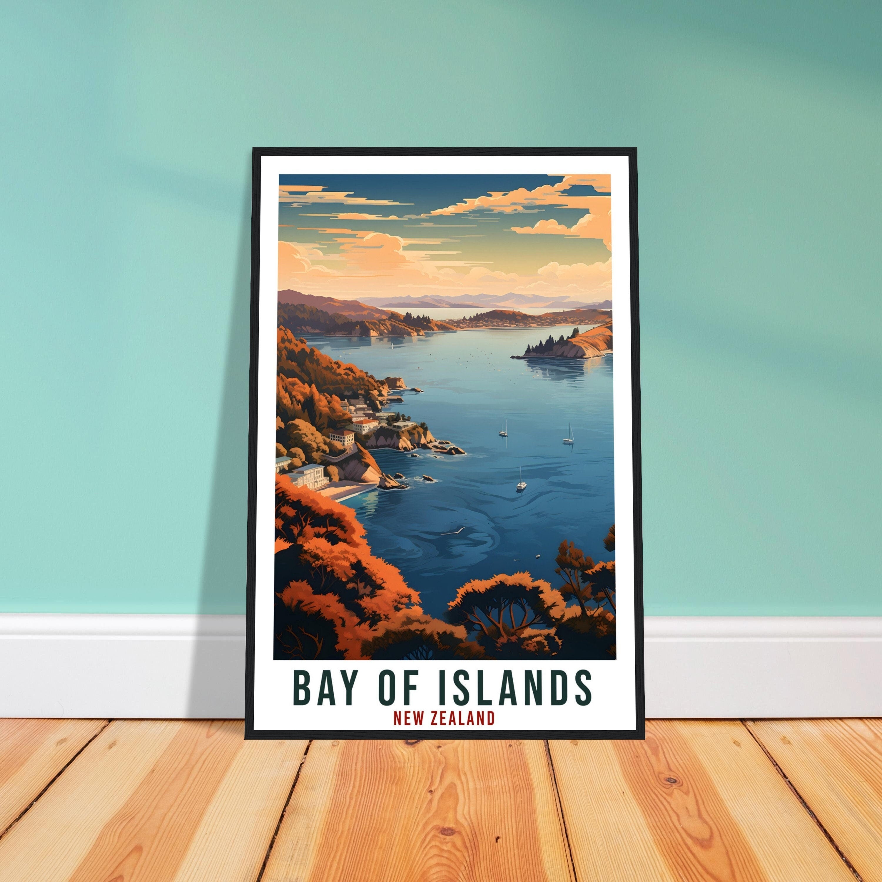 Bay Of Islands Travel Print Wall Art Bay Of Islands New Zealand Decor Artwork Art Gift Bay Of Islands Travel Poster New Zealand Art Lover