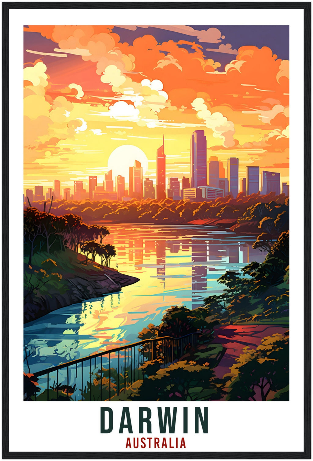 Darwin Travel Poster Wall Art Darwin Australia Home Décor Artwork Wall Hanging Darwin Art Gift Darwin Travel Print Australian Art Lover Gift