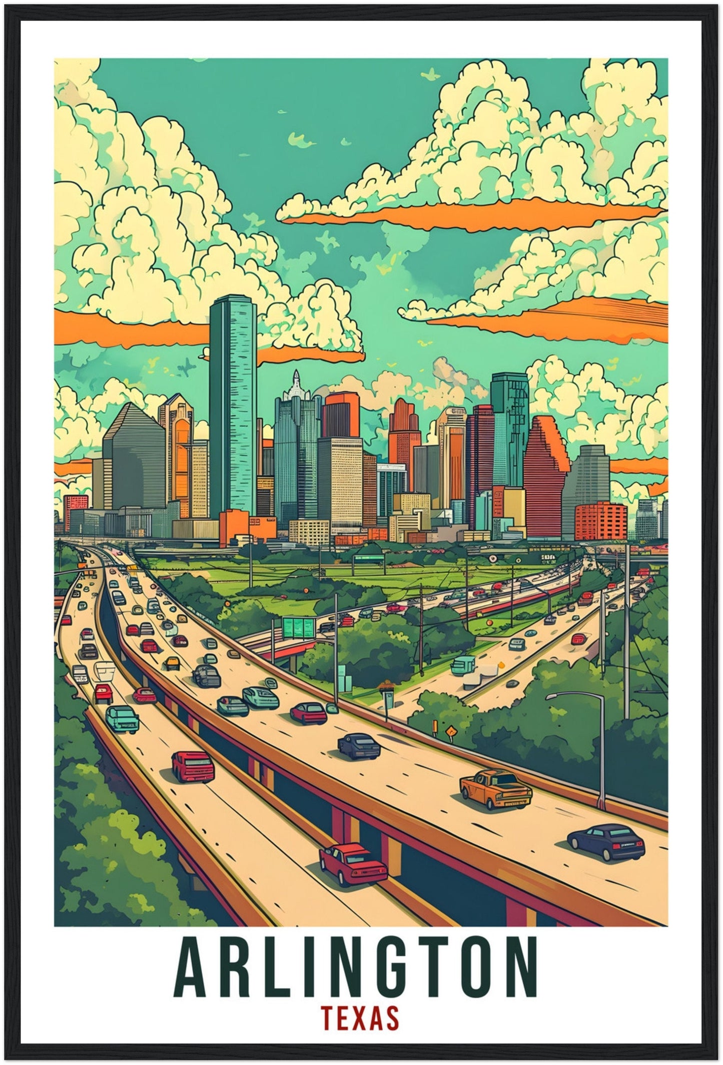 Arlington Travel Print Texas Home Decoration USA City Wall Art Gift Wall Hanging Art Lover Texas Artwork Arlington Travel Poster