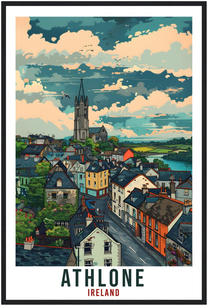Athlone Travel Print Ireland Wall Art Wall Hanging Home Living Décor Athlone Gift Art Lovers Gift Irish Artwork Gift Ireland Travel Poster