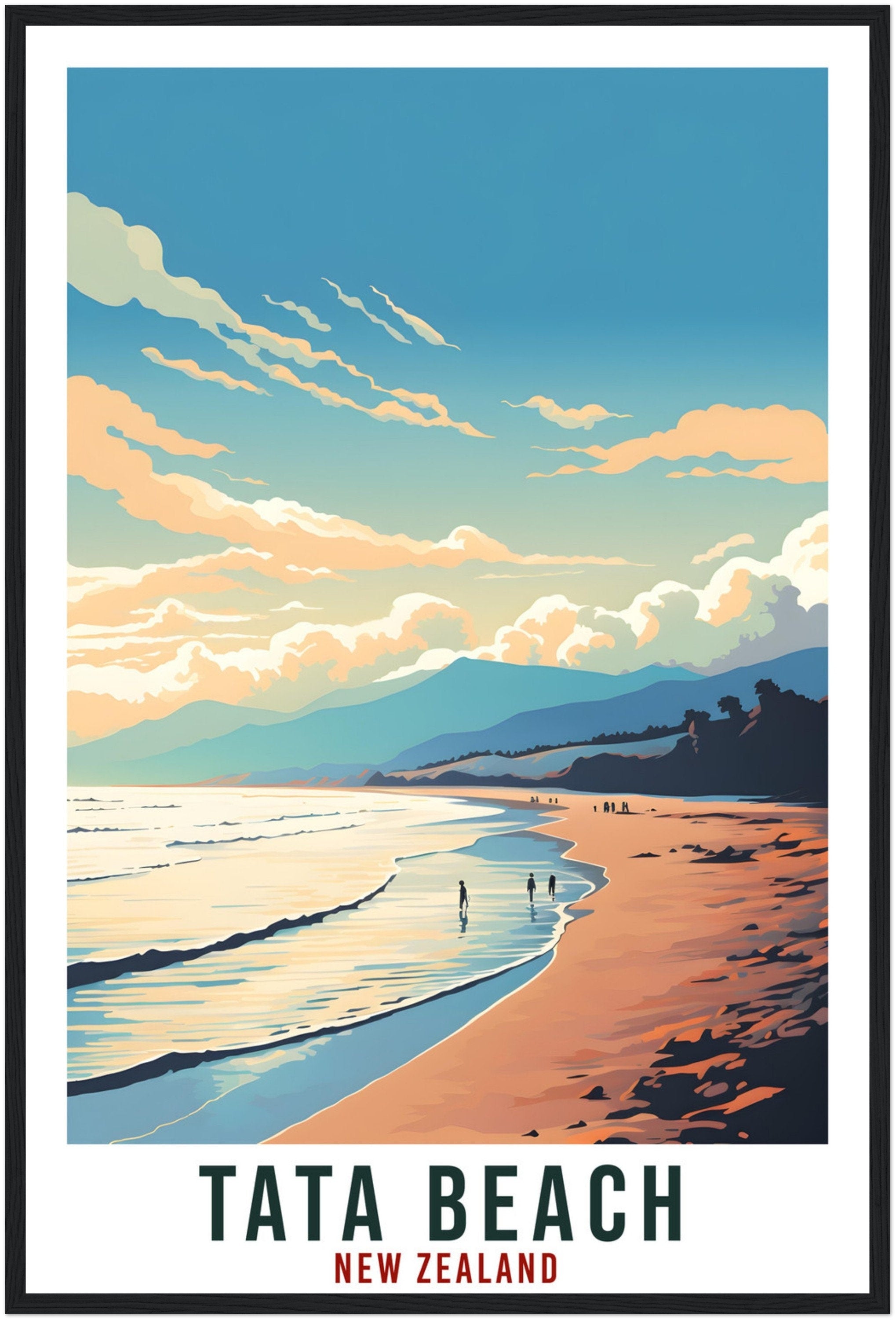 Tata Beach Travel Print Wall Art Tata Beach New Zealand Wall Hanging Artwork Tata Art Gifts Tata Beach Travel Poster New Zealand Art Lovers