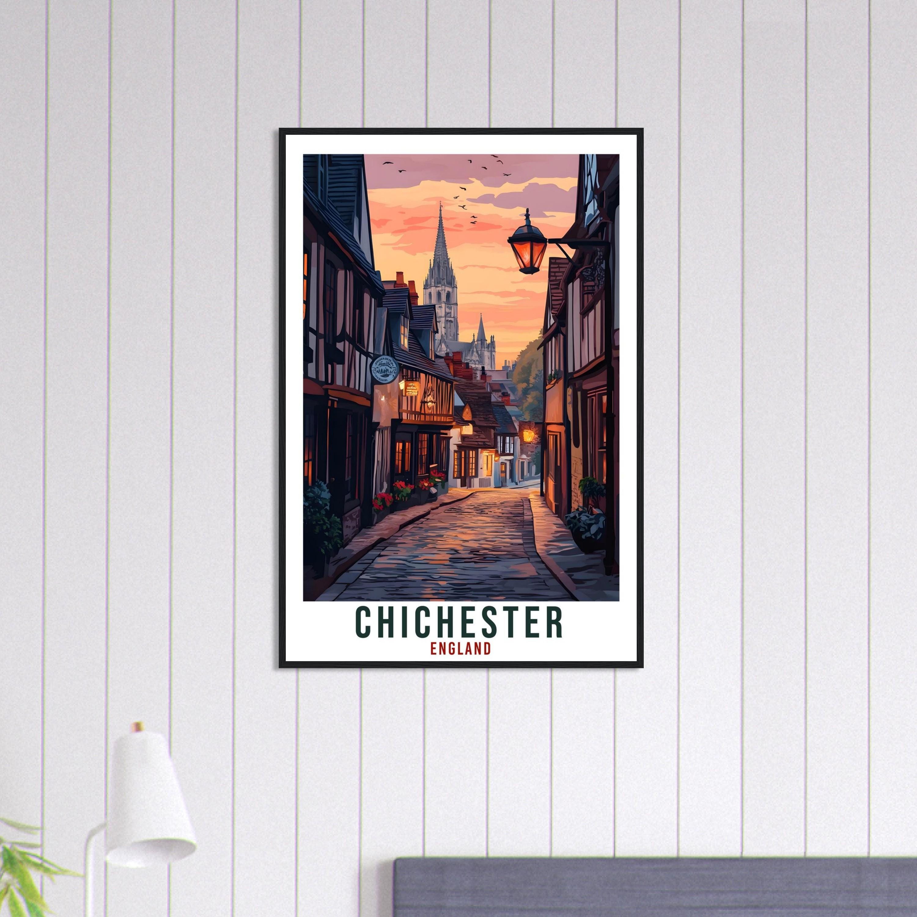 Chichester Travel Print England Decor Chichester Wall Art Gift Wall Hanging Art Lover Chichester England Artwork Travel Poster Travel Art