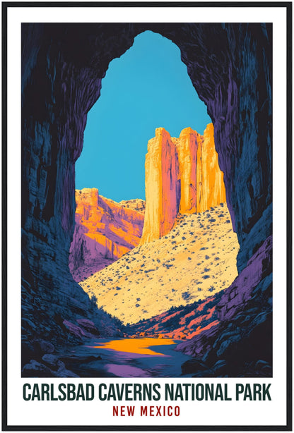 Carlsbad Caverns National Park New Mexico USA Travel Print Wall Art Wall Hanging Carlsbad Caverns Gift Travel Art USA Artwork Travel Poster